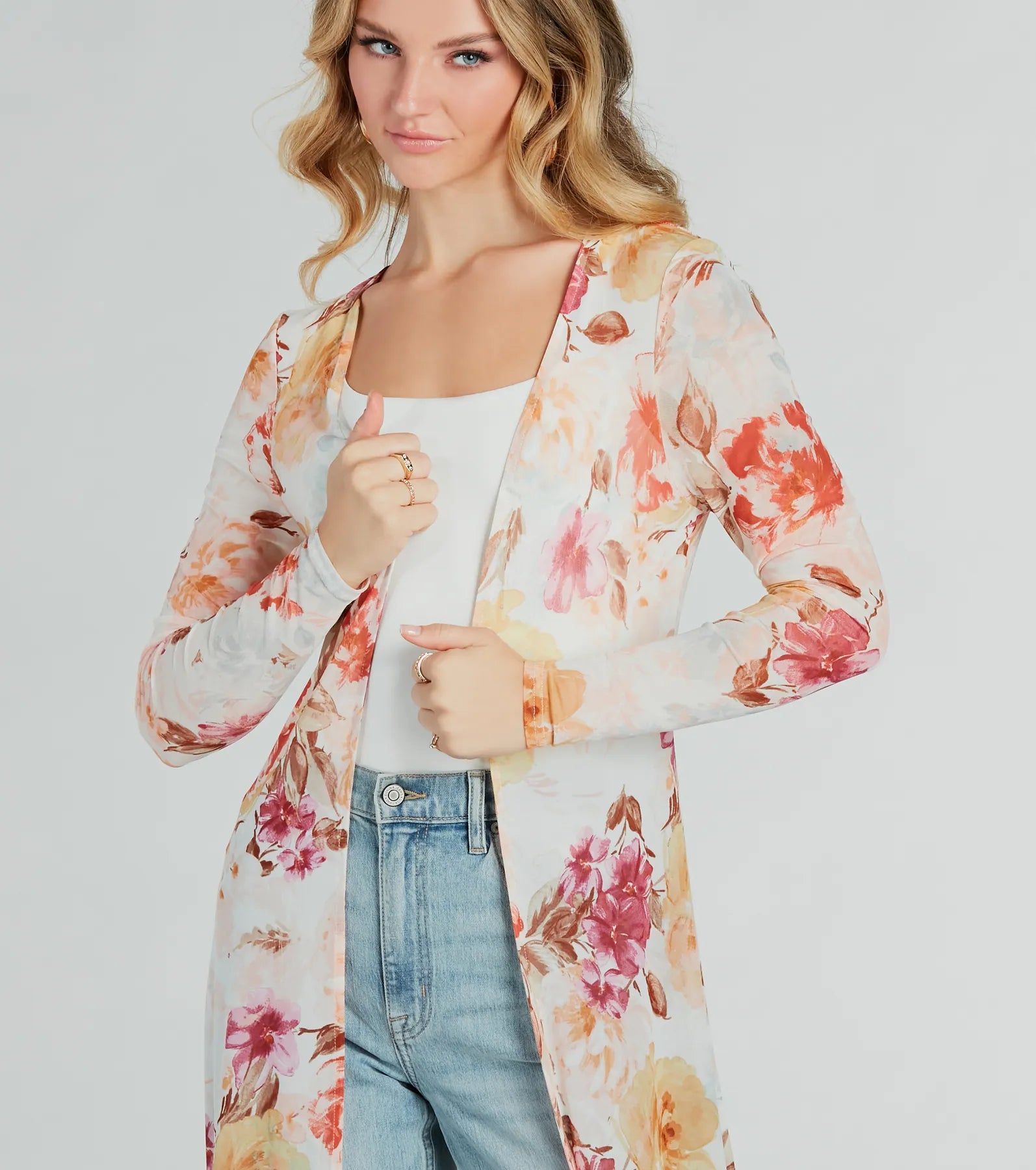 Brighten My Day Floral Mesh Duster