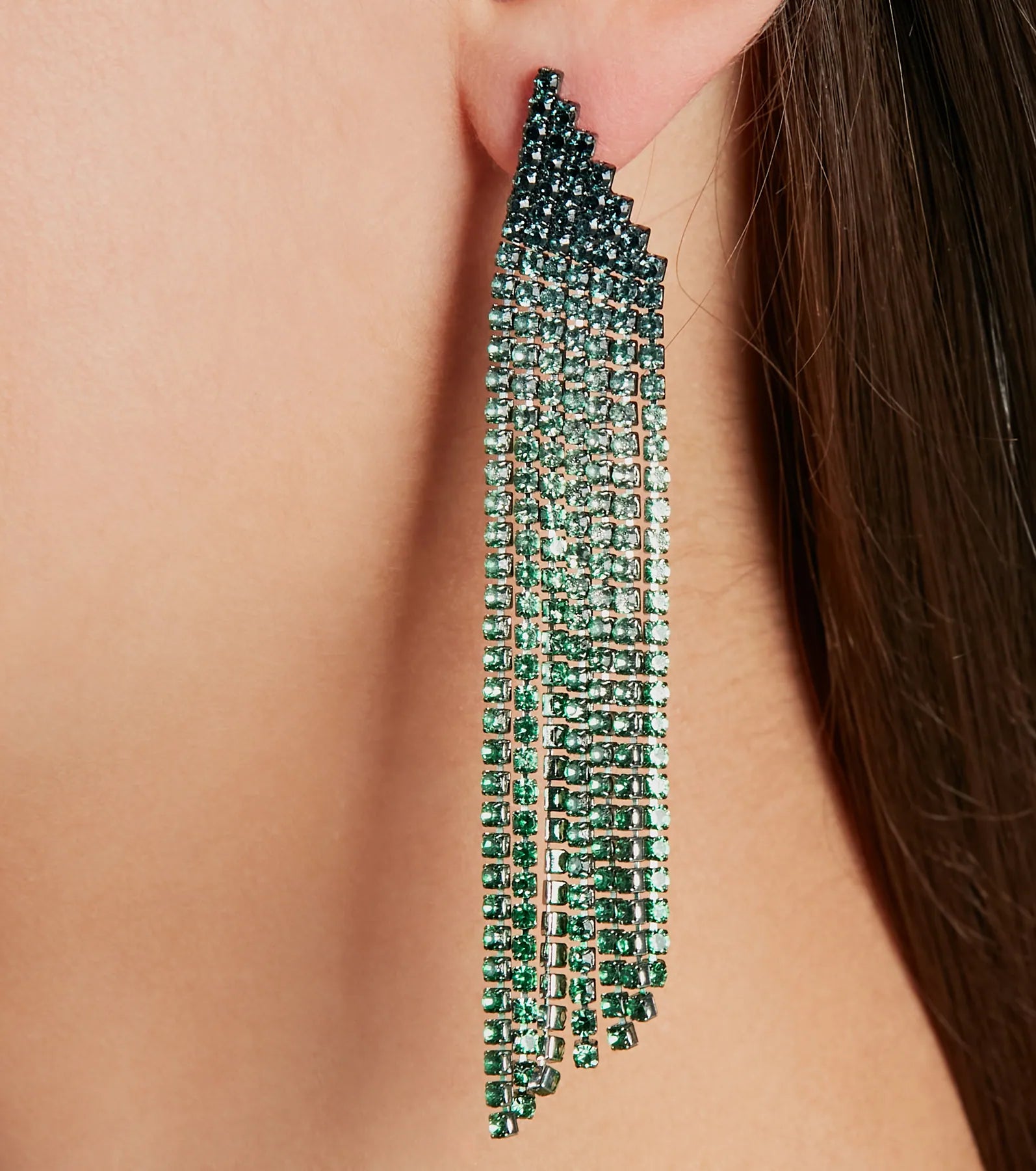 Bold Allure Ombre Rhinestone Fringe Earrings