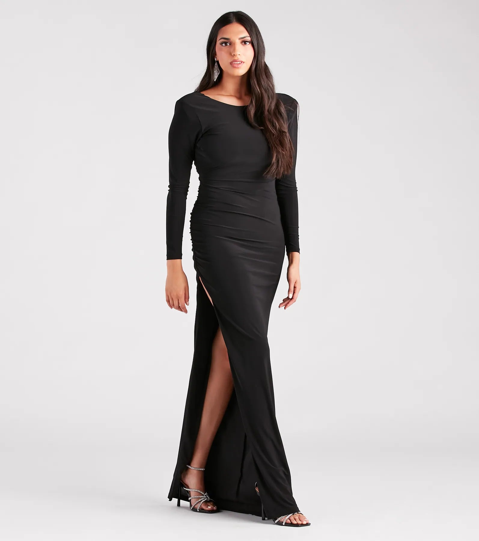 Maddox Formal Open Back Long Sleeve Dress