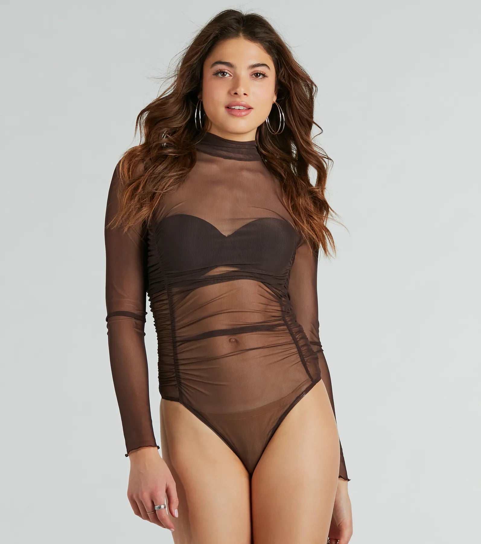 Notice Me Long Sleeve Sheer Mesh Bodysuit