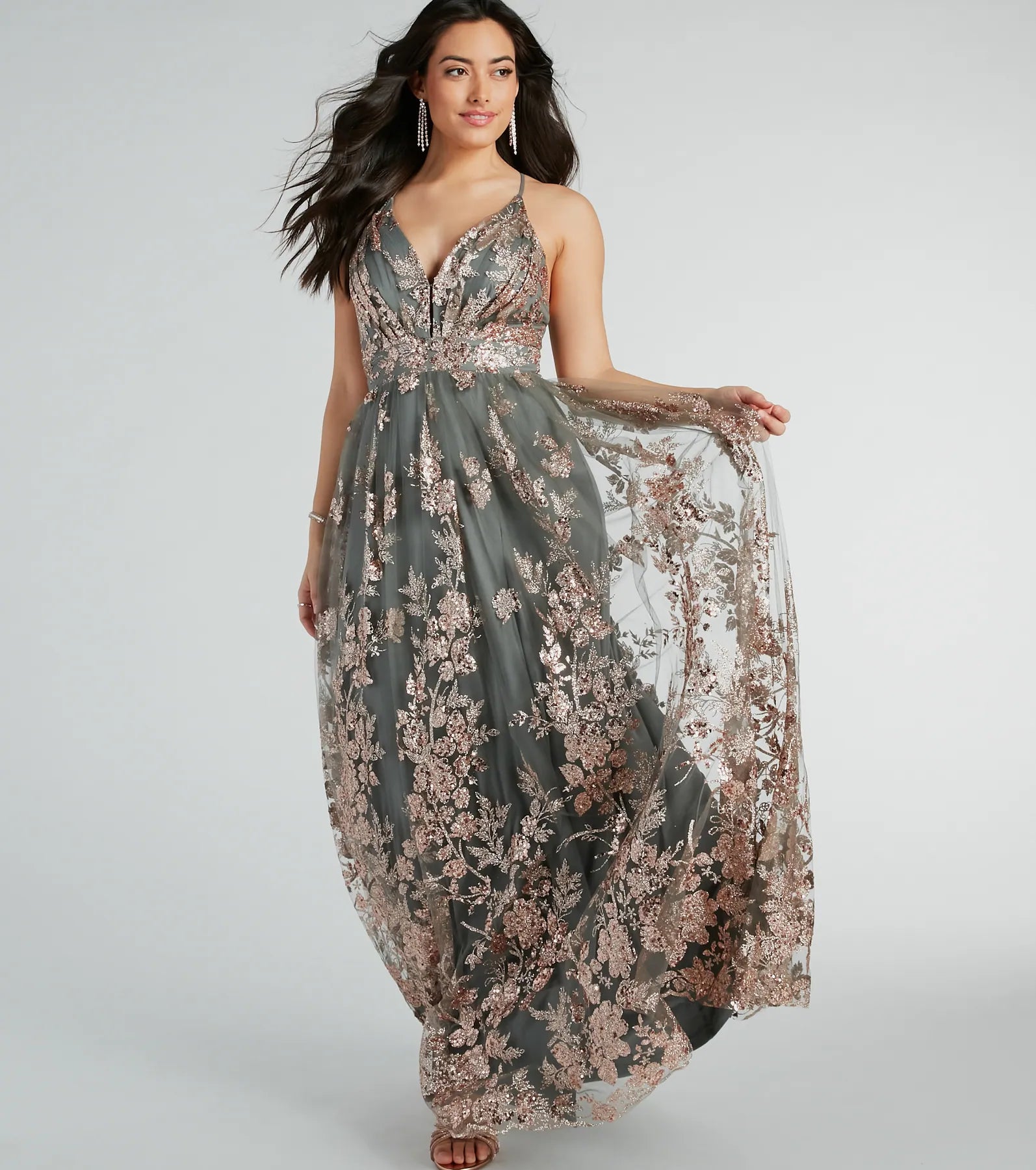 Ayva A-Line Glitter Sequin Tulle Formal Dress