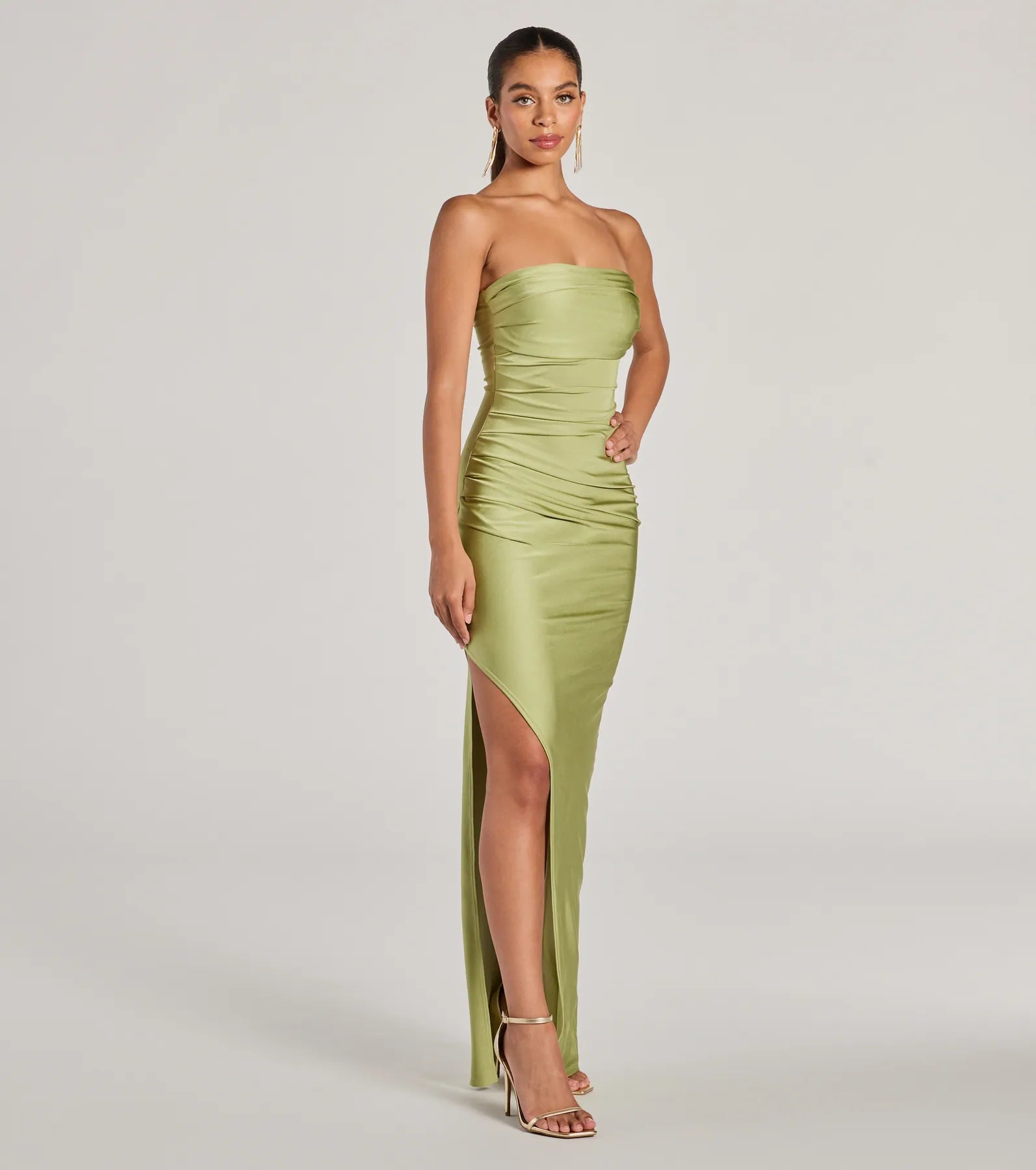 Anisley Strapless High Slit Slim Formal Dress