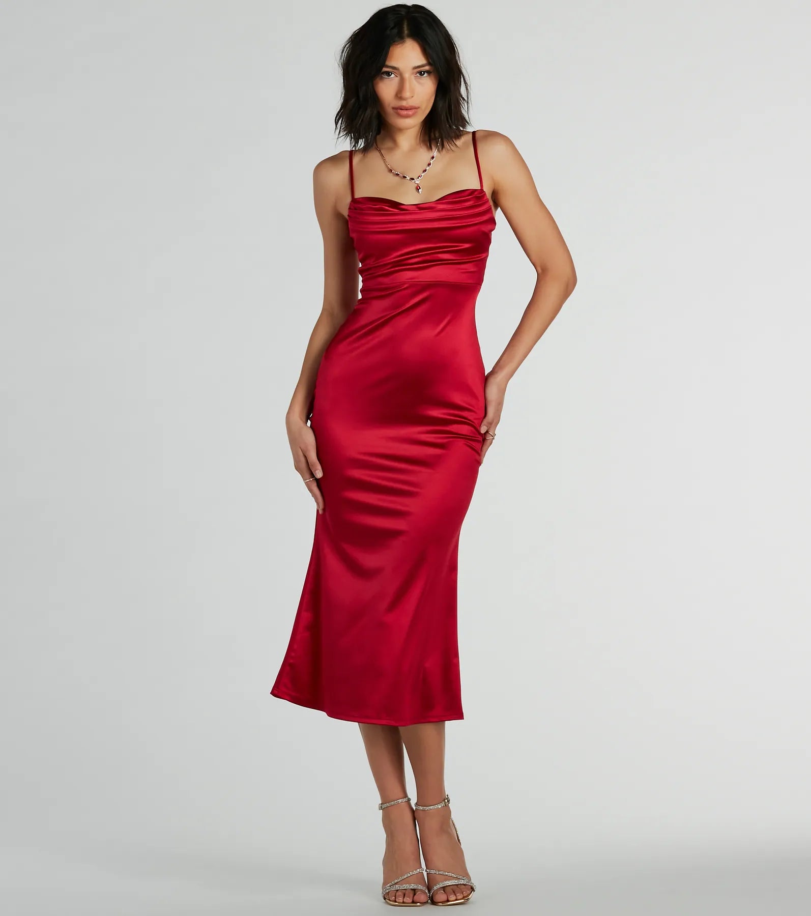 Feeling Luxurious A-Line Satin Midi Dress