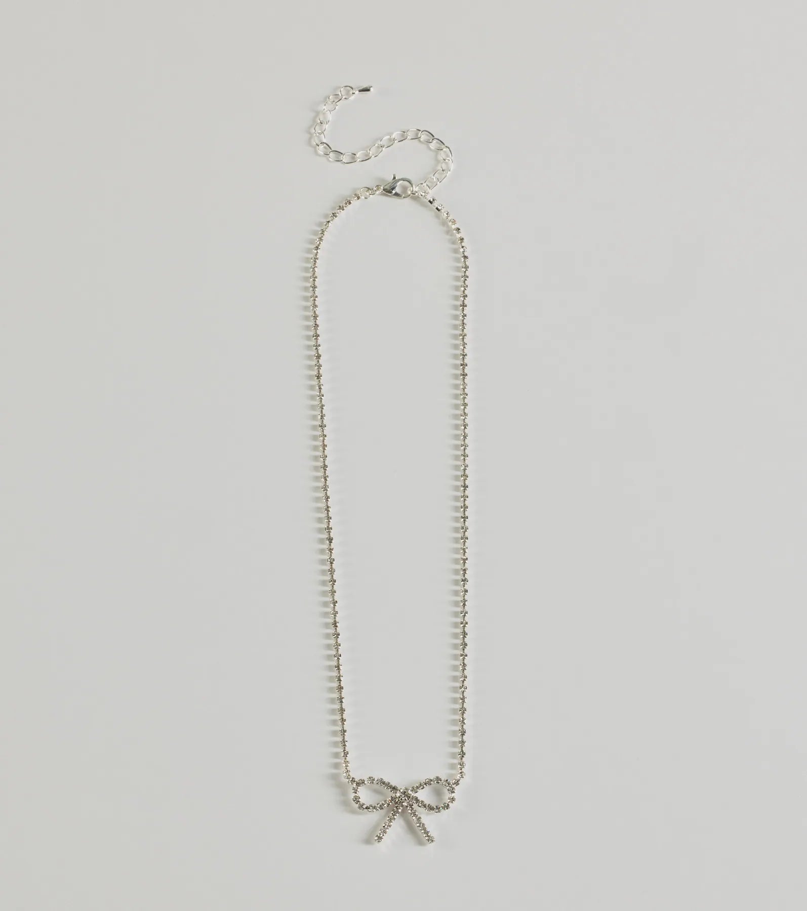 Cute Glamour Rhinestone Bow Necklace