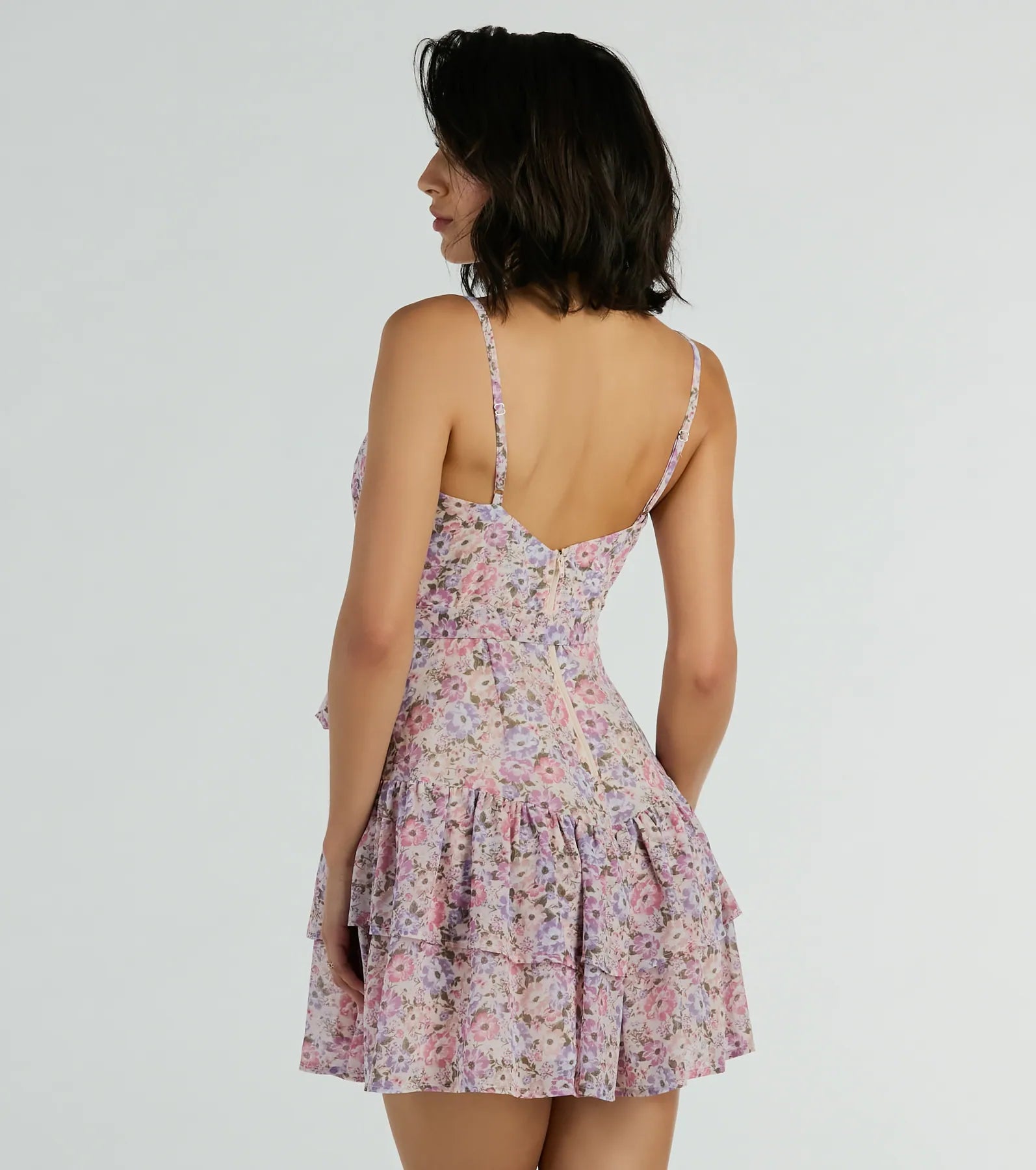 Sweeten The Deal V-Neck Floral Chiffon Skater Dress