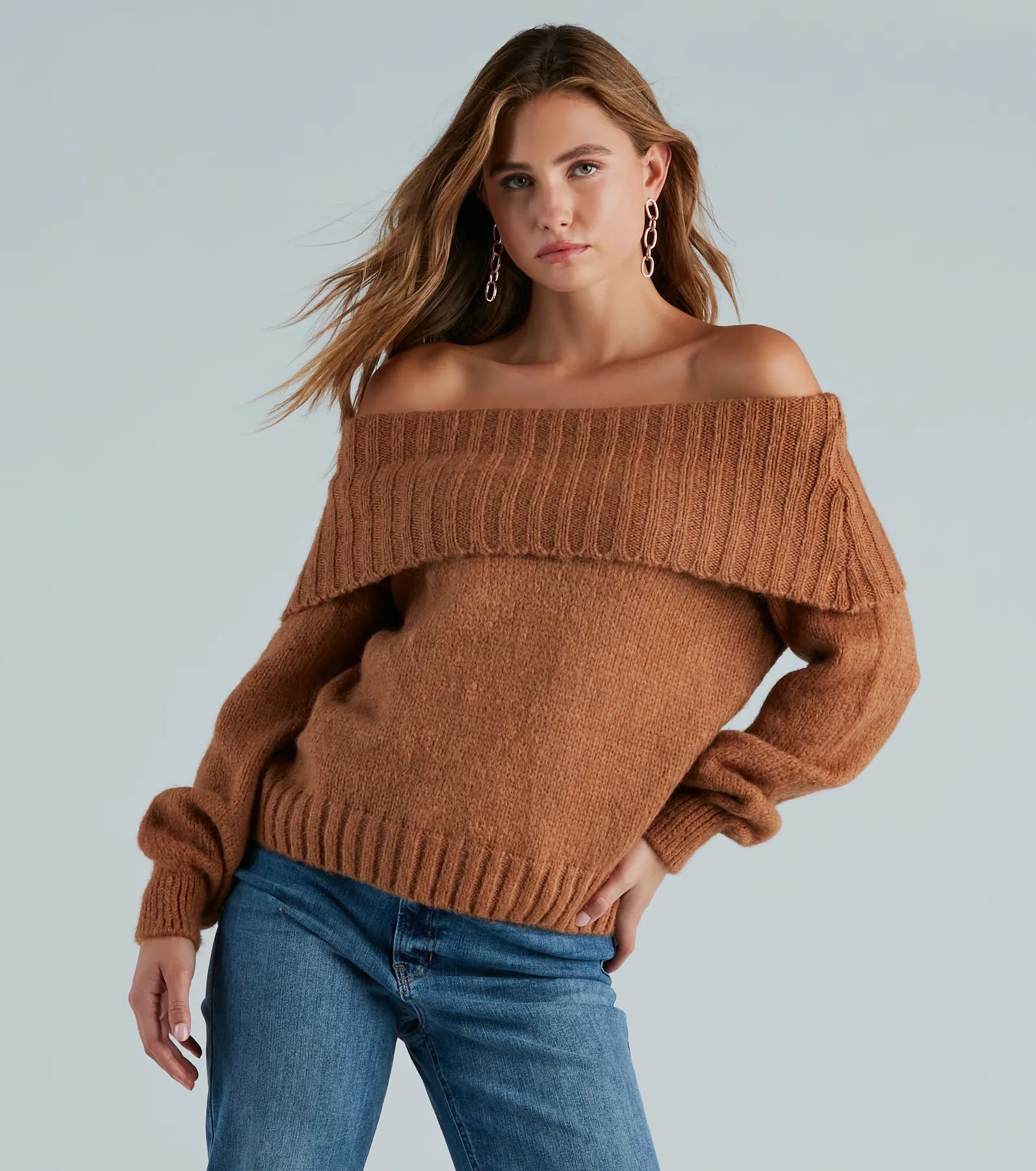 Flirty And Cool Off-The-Shoulder Sweater Top