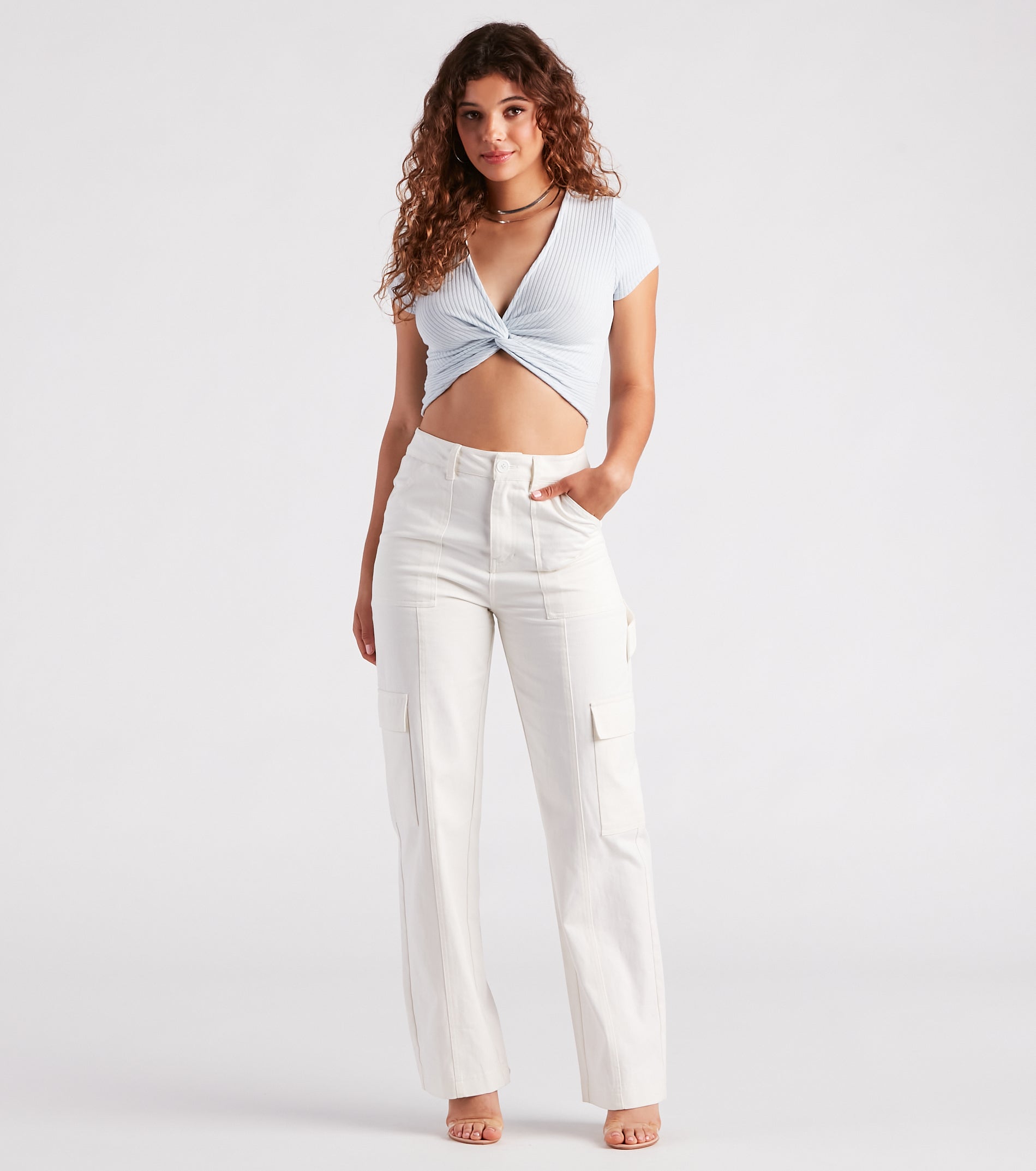 Flaunt It Girl V-Neck Twist Crop Top