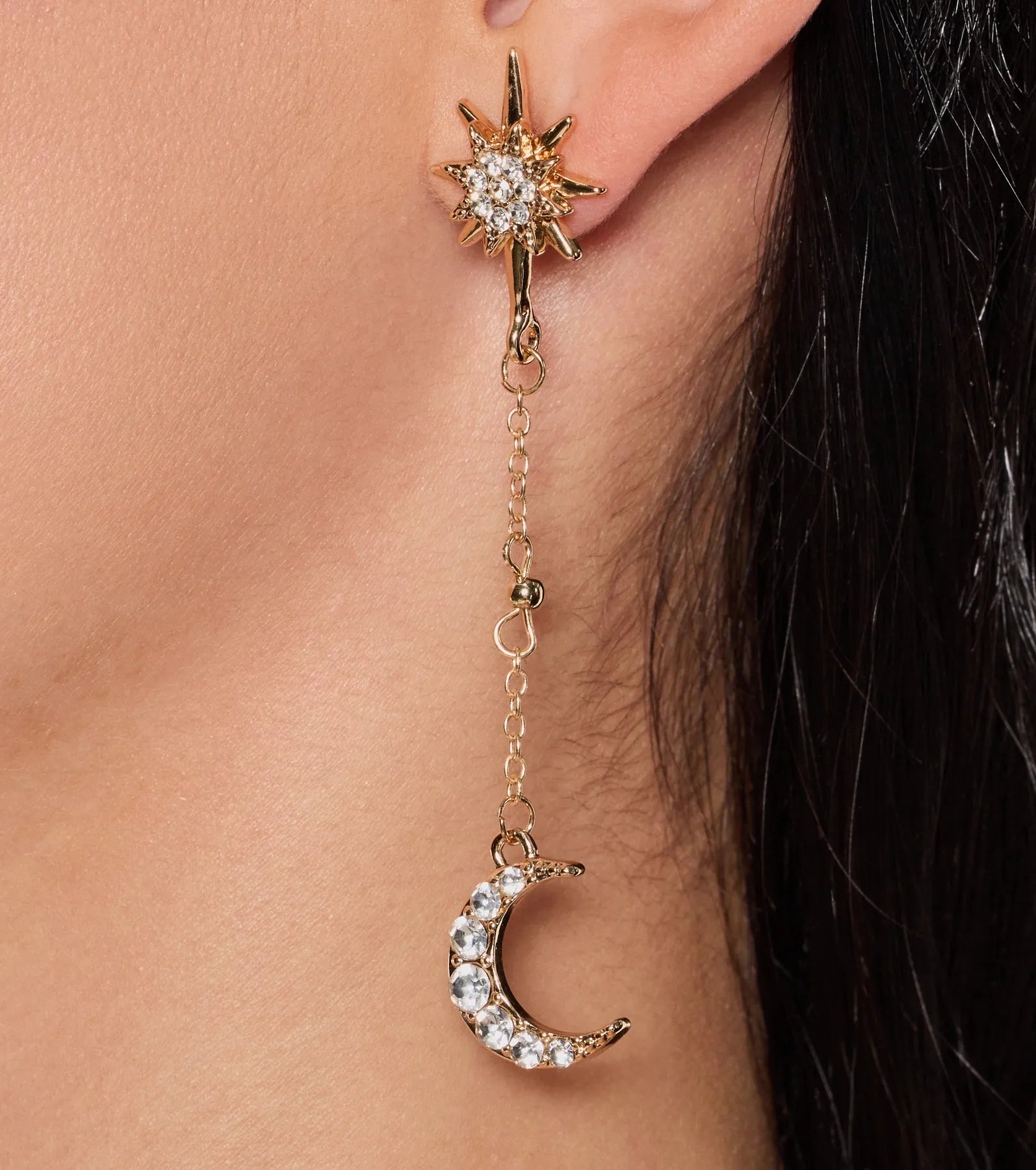 Shining Bright Moon And Star Charm Earrings