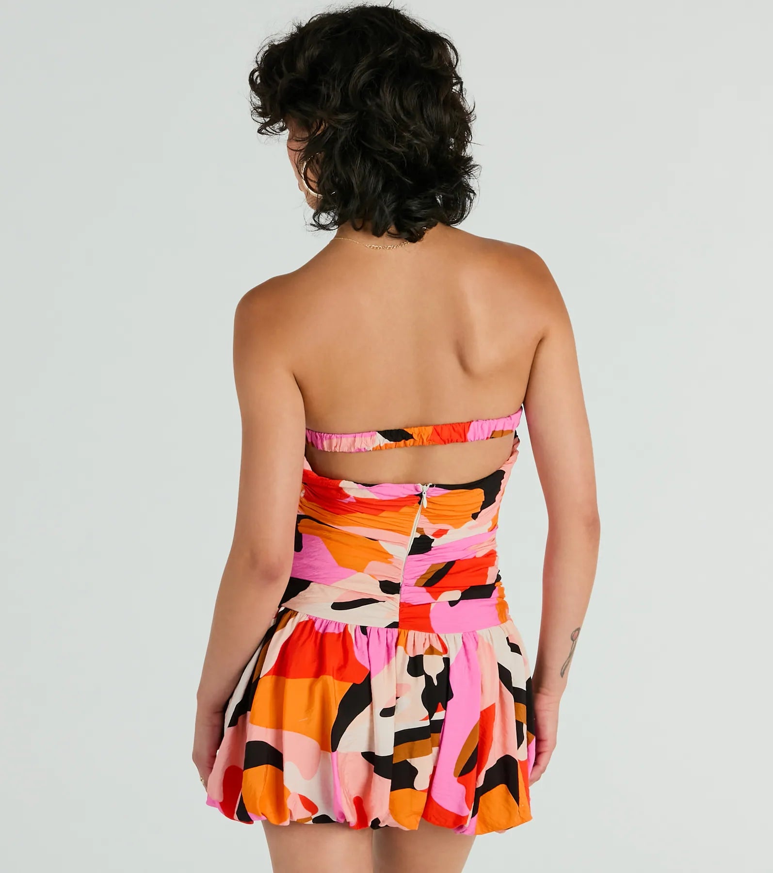 Artistic Sensation Strapless Abstract Bubble Mini Dress