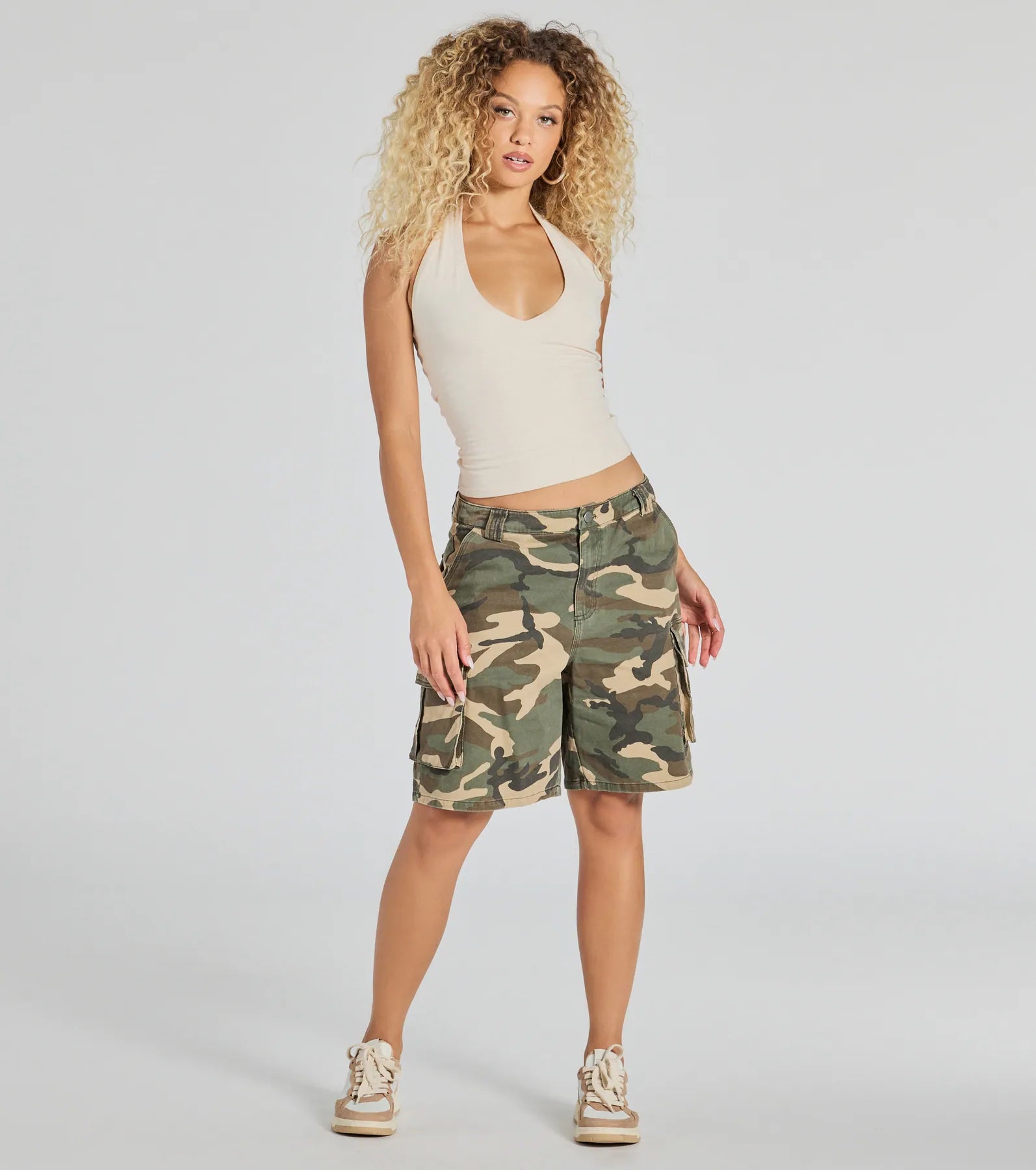 Effortlessly Cool Mid-Rise Camo Cargo Shorts