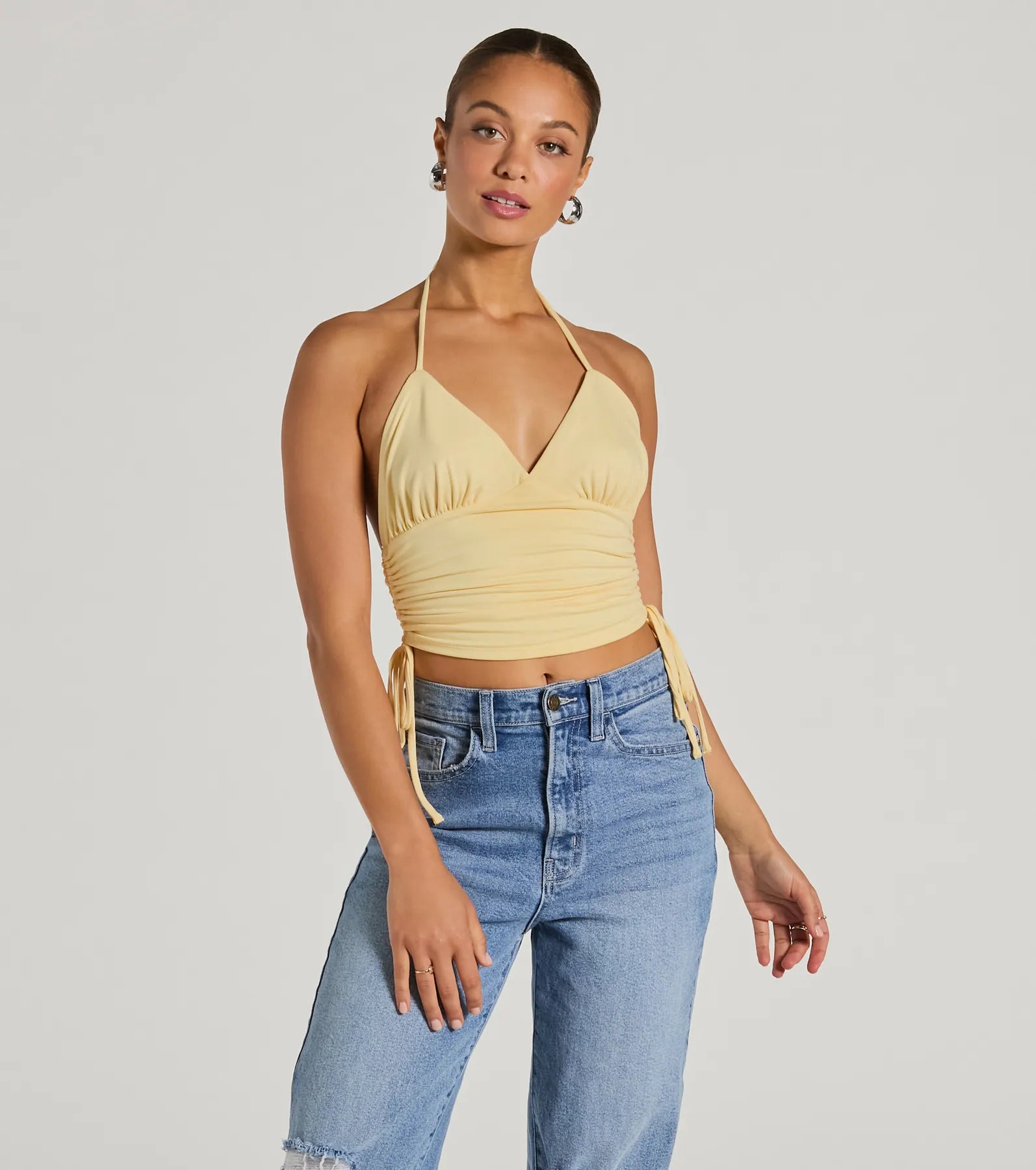 Have It All V-Neck Halter Crop Top