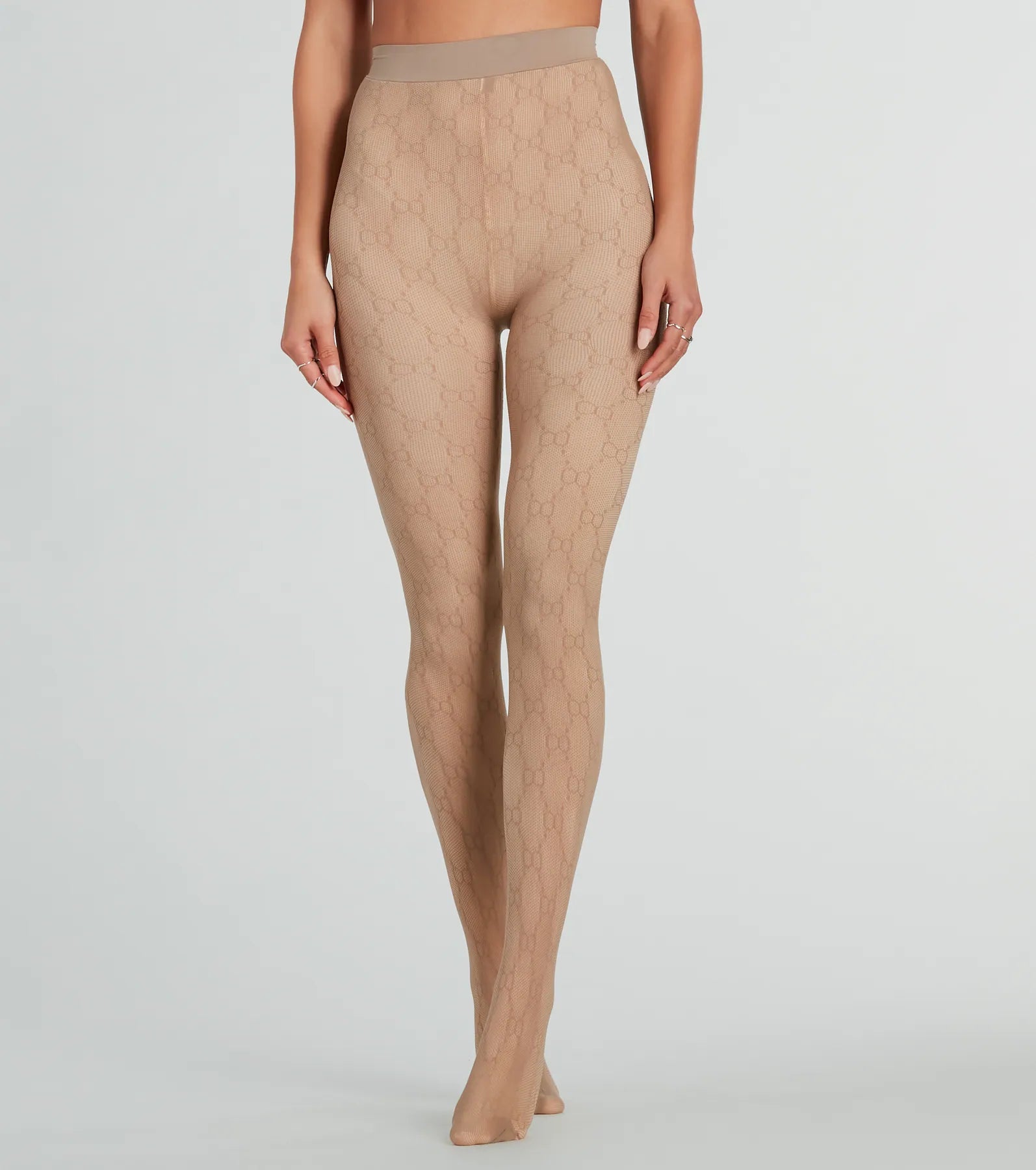 Trendy Allure Faux Sheer O-Ring Tights