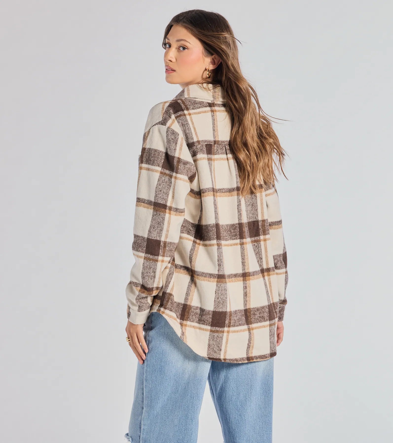 Comfy Trend Plaid Woven Oversized Shacket