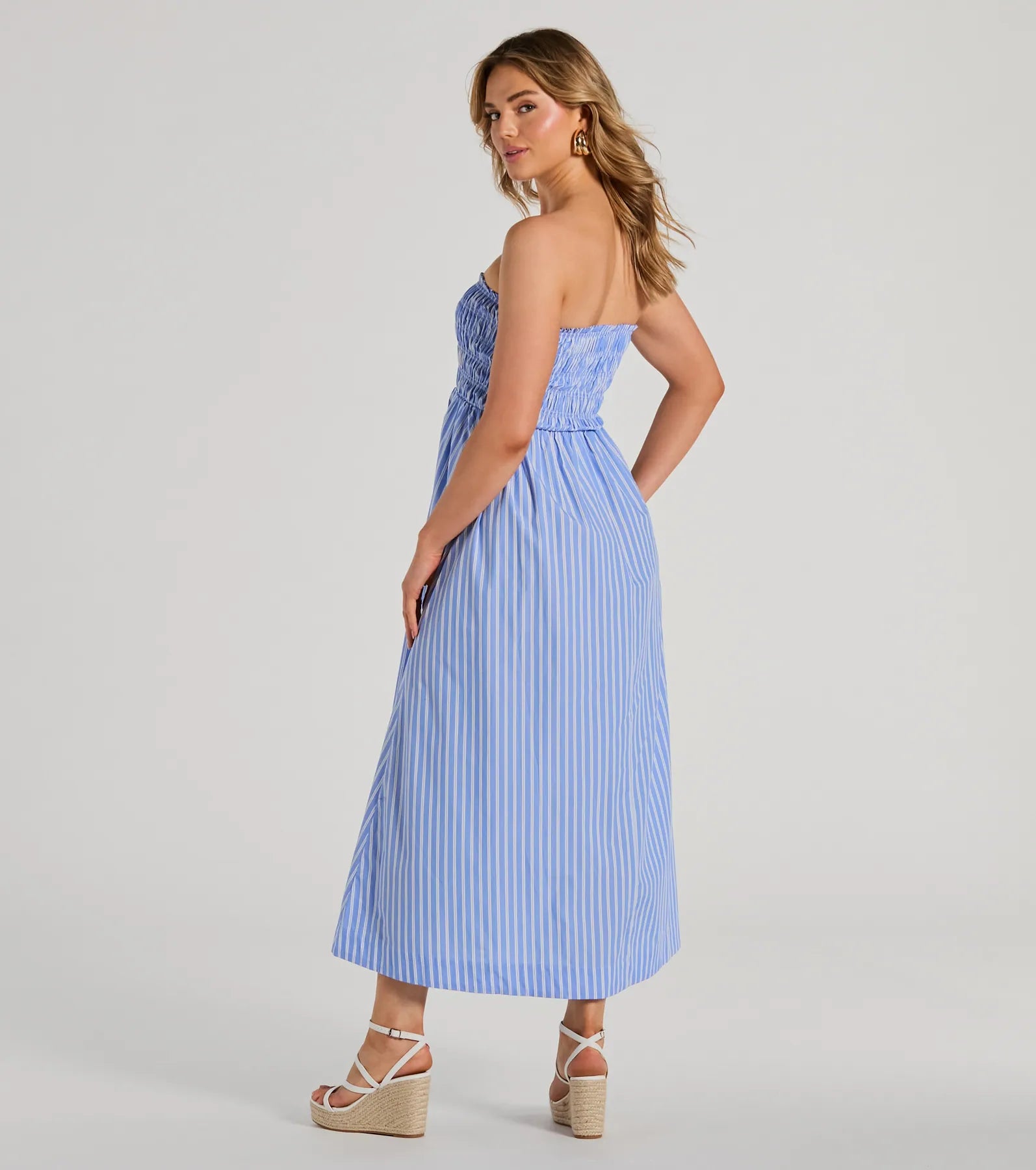 Signature Stripes Strapless A-Line Maxi Dress