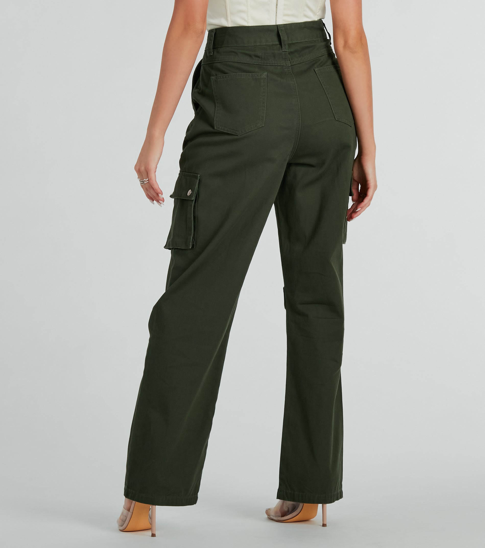 Weekend Mode High Waist Straight-Leg Cargo Pants