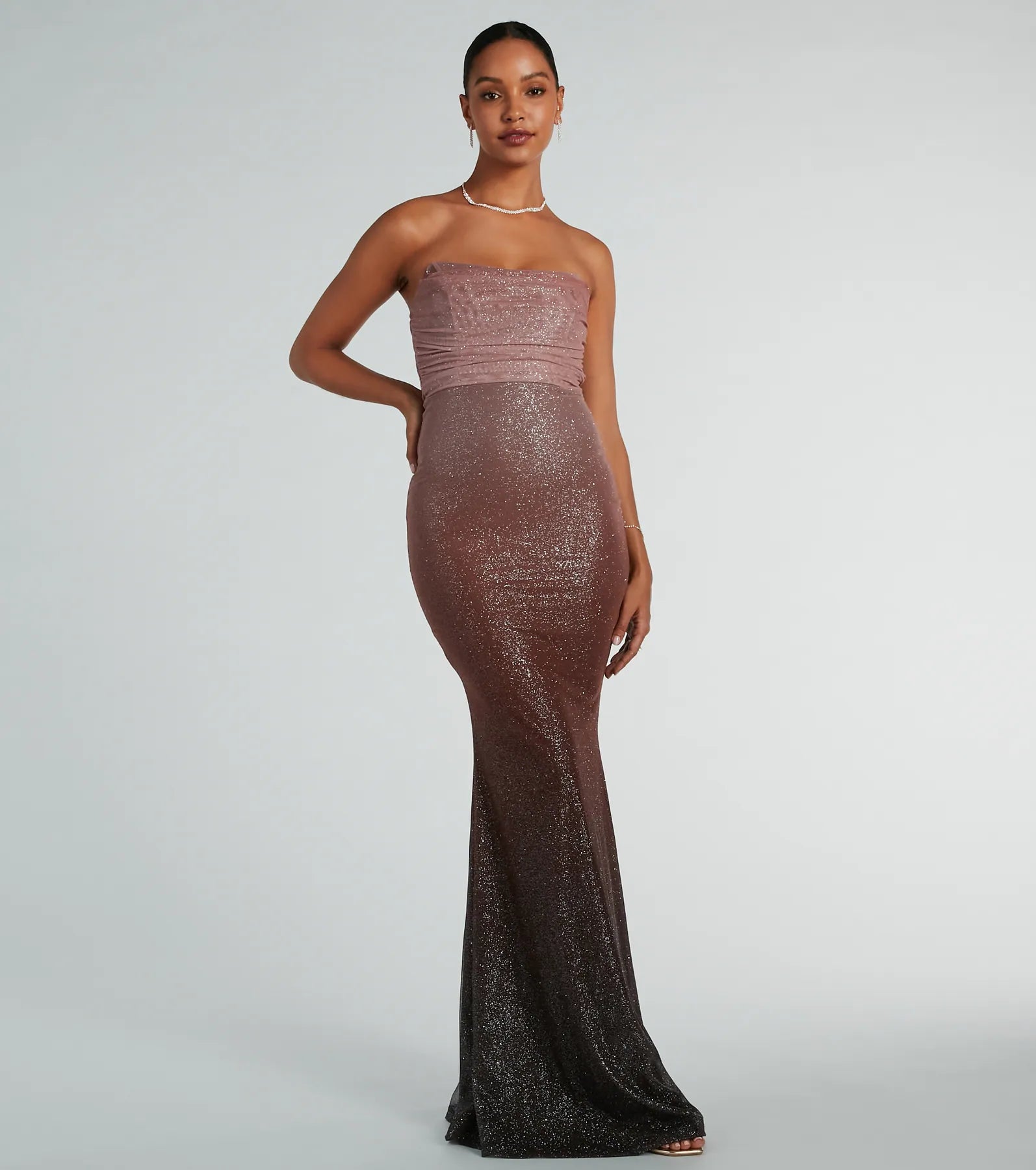 Farrah Strapless Mermaid Glitter Ombre Formal Dress