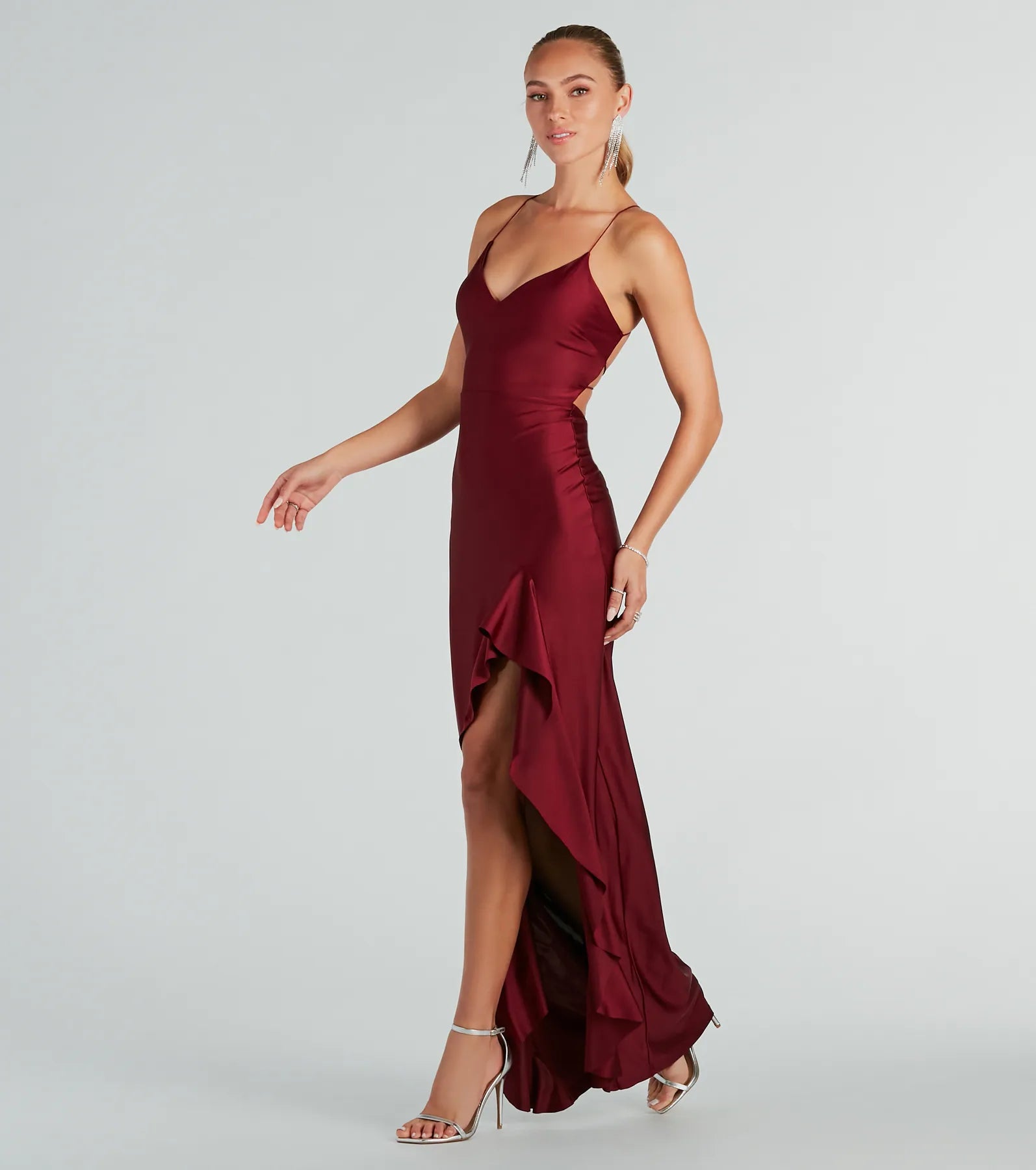 Lainey Ruffled High Slit Long Formal Dress