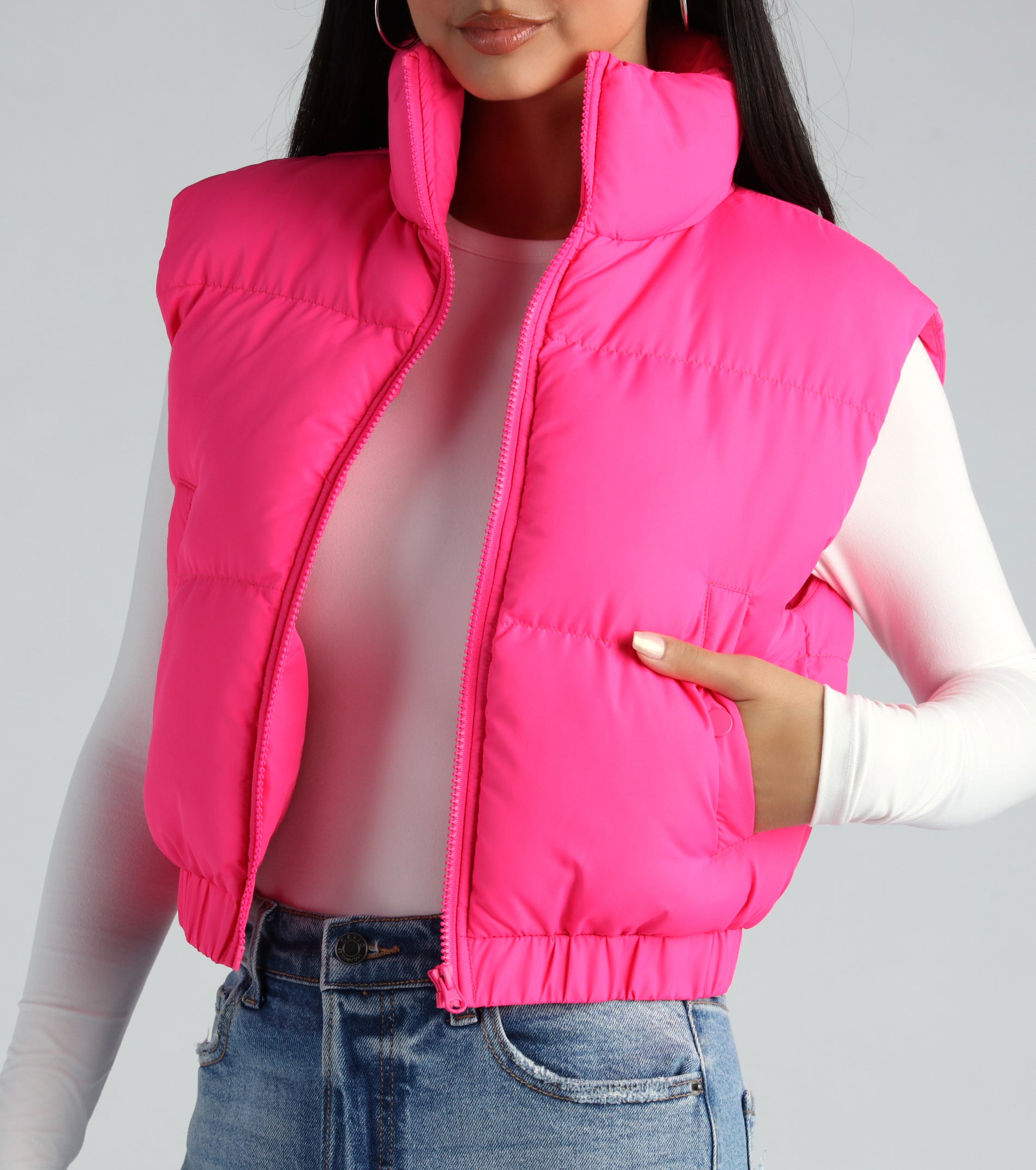 Layer Up Sleeveless Puffer Vest With Pockets