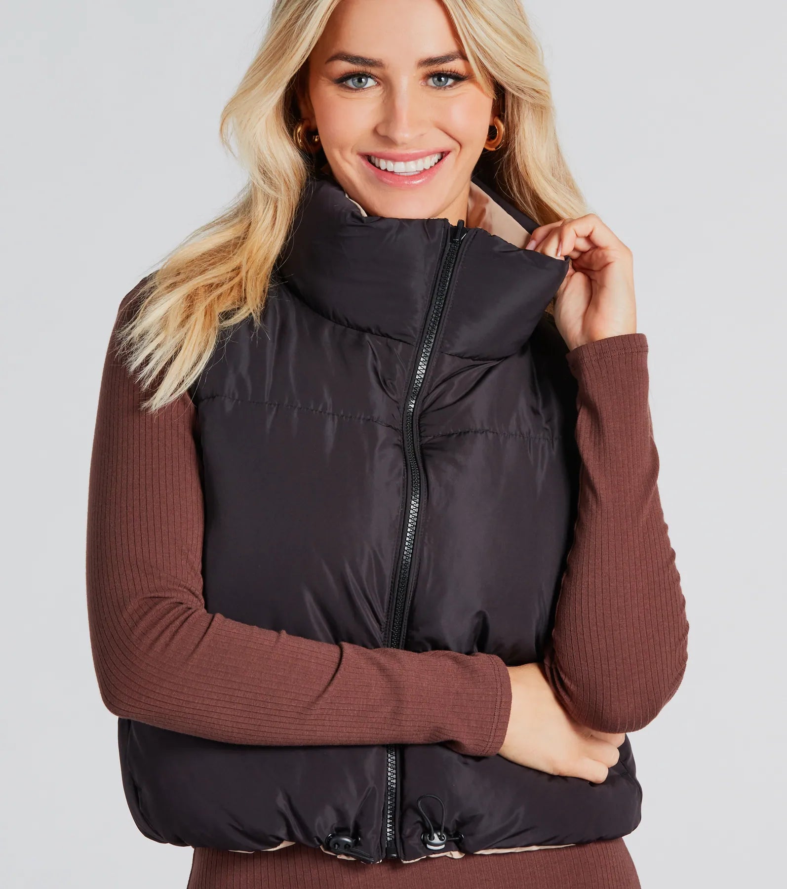 Mood Reversed Crop Puffer Vest