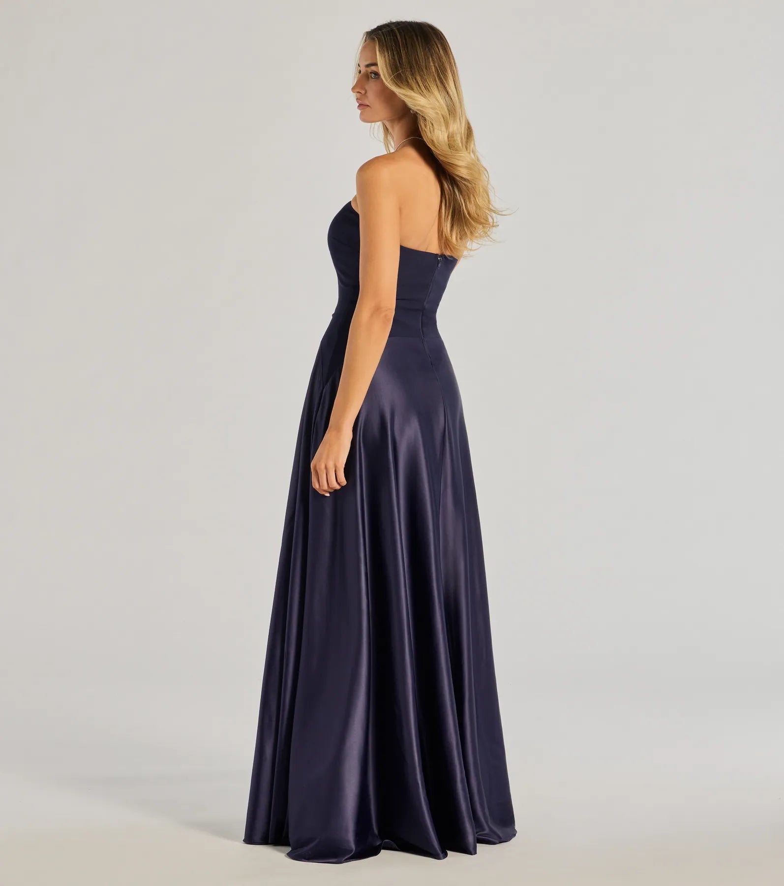 Madi Strapless Crepe Satin A-Line Formal Dress