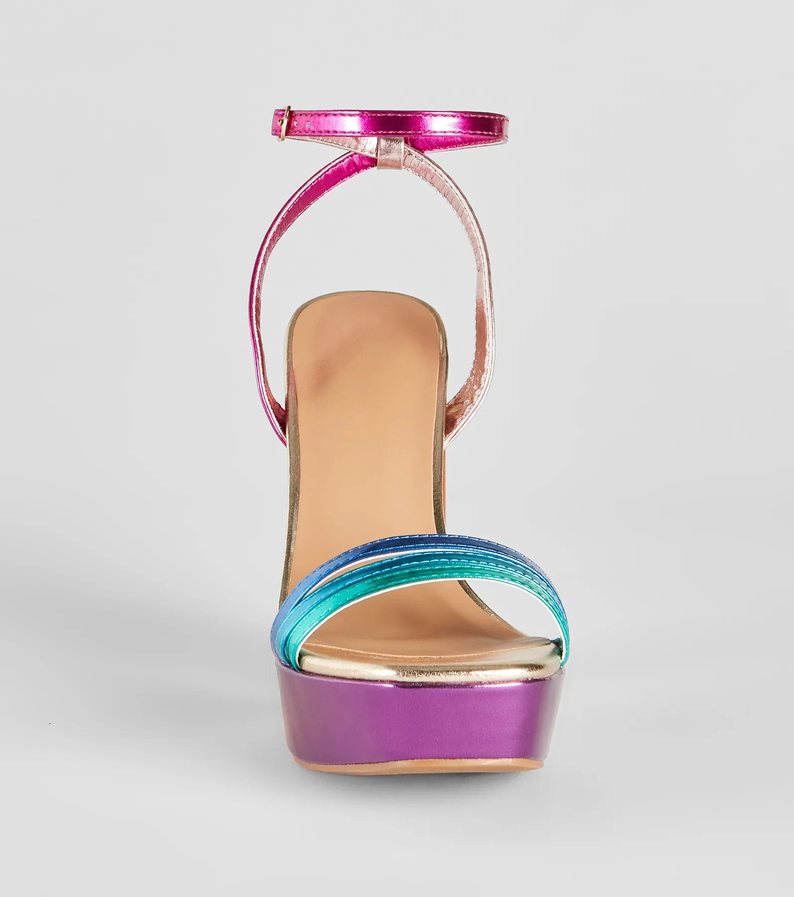 Colorful Steps Metallic Chunky Block Heels