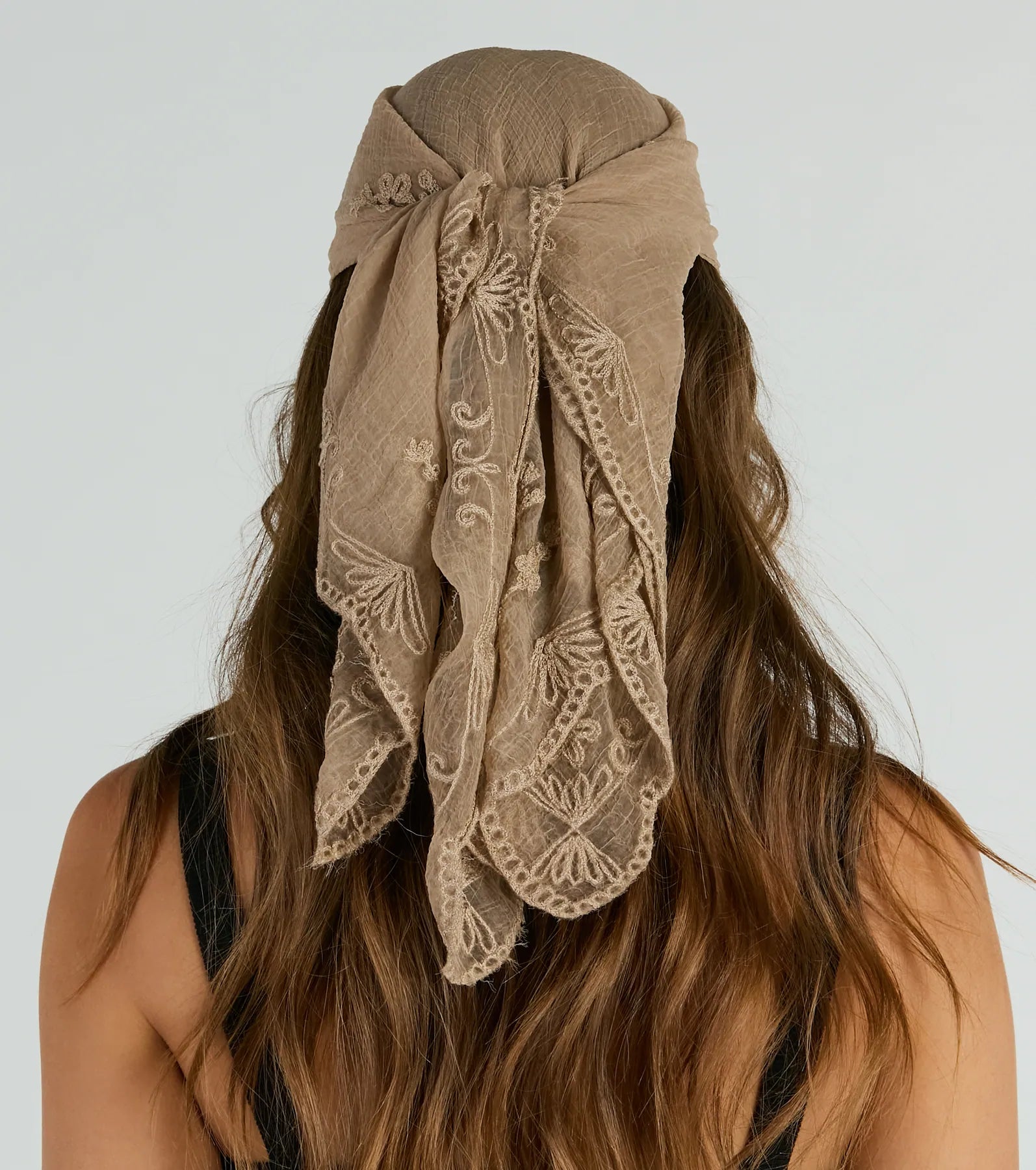 Forever Adorable Embroidered Sheer Head Scarf