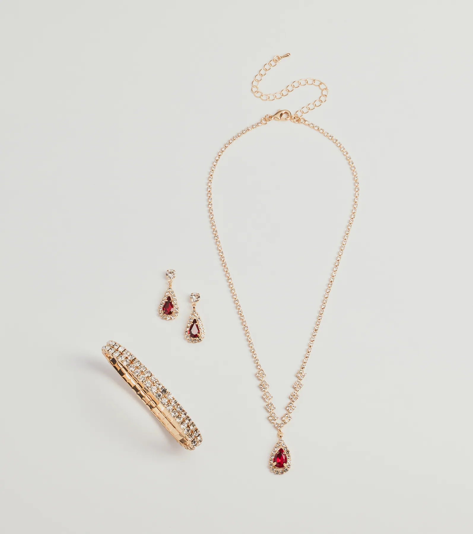 Regal Gemstone Necklace, Bracelet, And Earrings Set