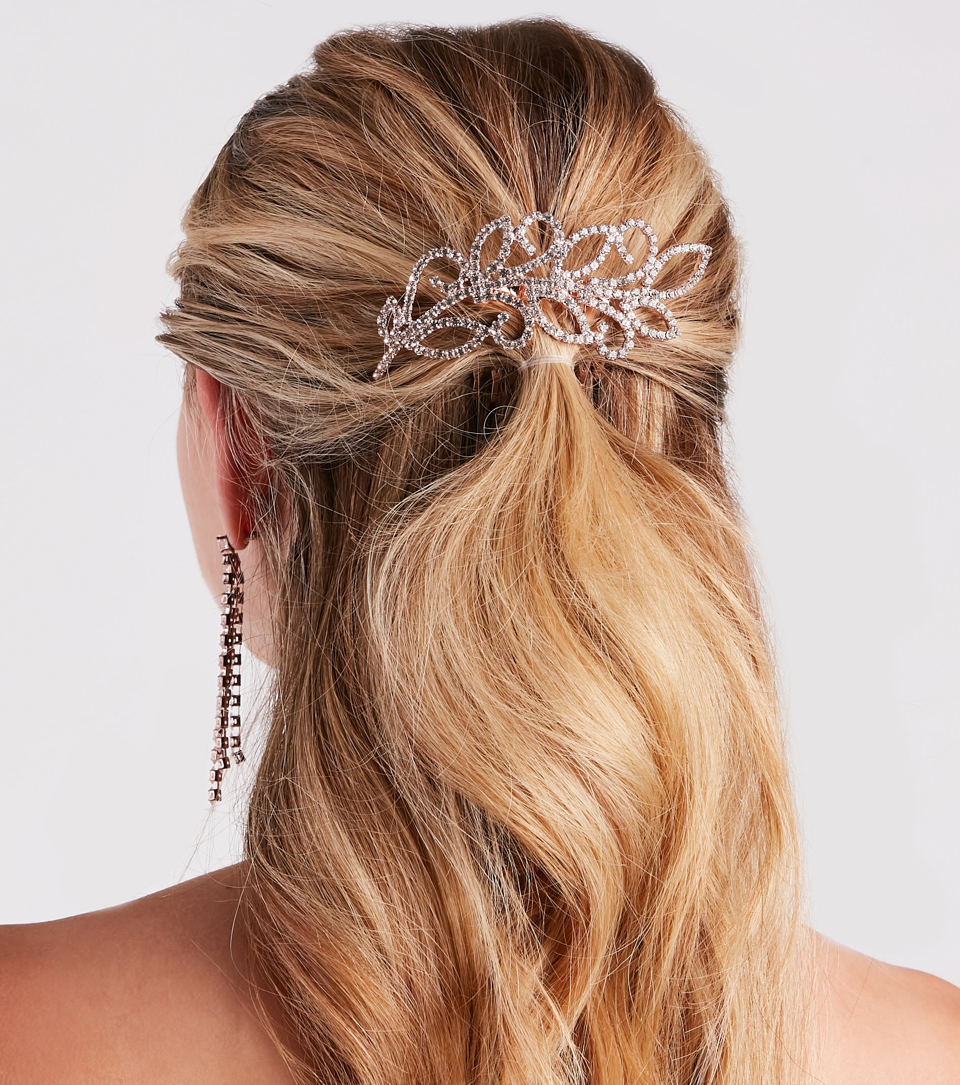 Sparkling Stunner Rhinestone Leaf Hair Comb