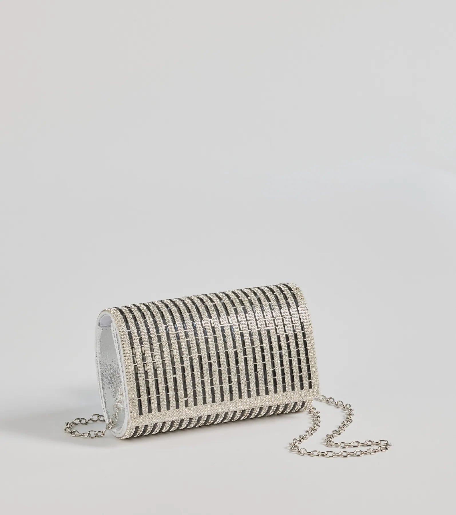 Lavishly Chic Rhinestone Baguette Foldover Clutch