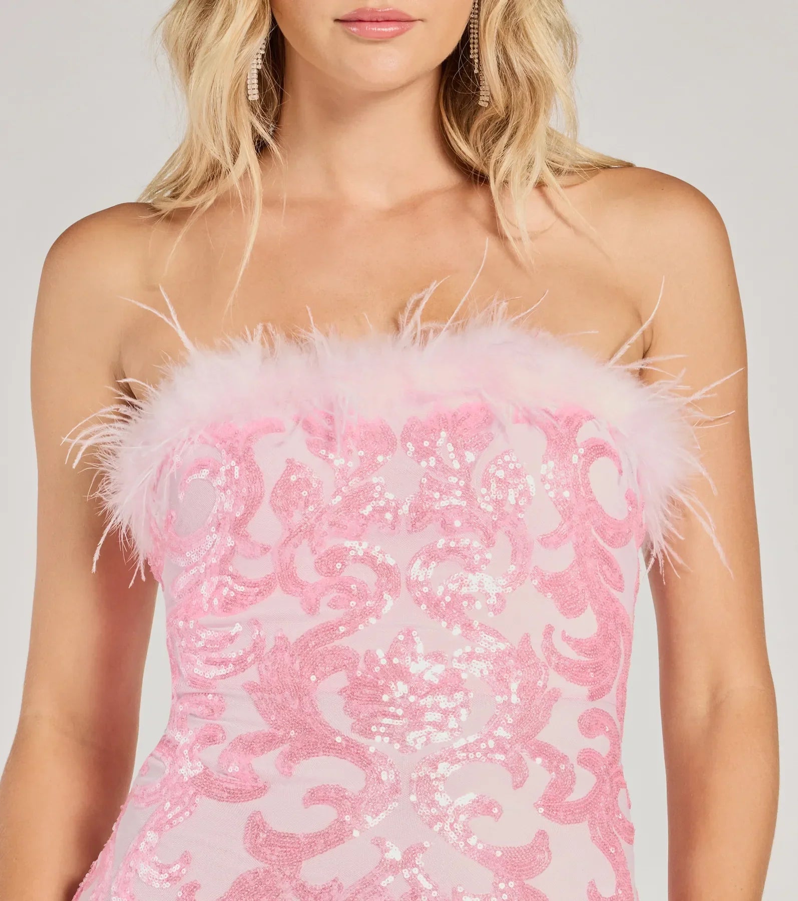 Neriah Sequin Marabou Feather Party Dress