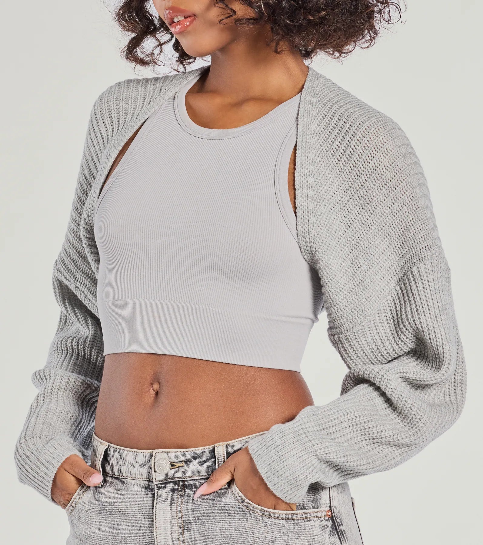 Sweet And Cozy Oversized Knit Sweater Bolero