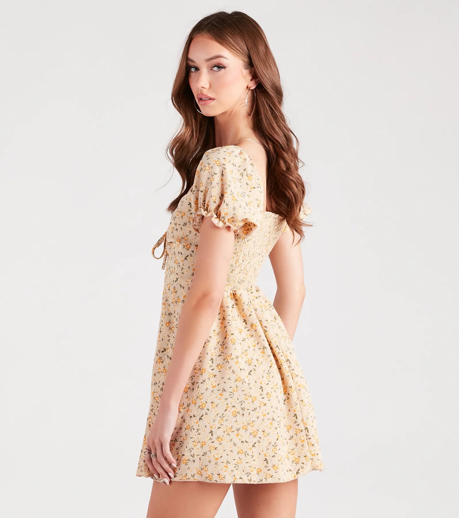 Cute View Ditsy Floral Chiffon Skater Dress