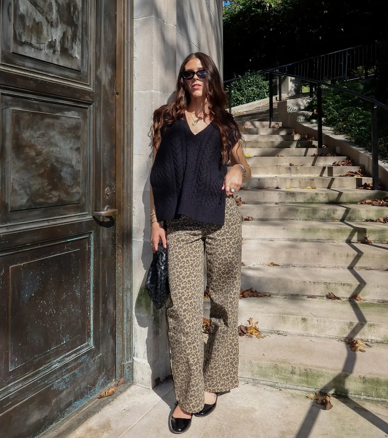 Wildly Chic Mid-Rise Leopard Print Baggy Pants