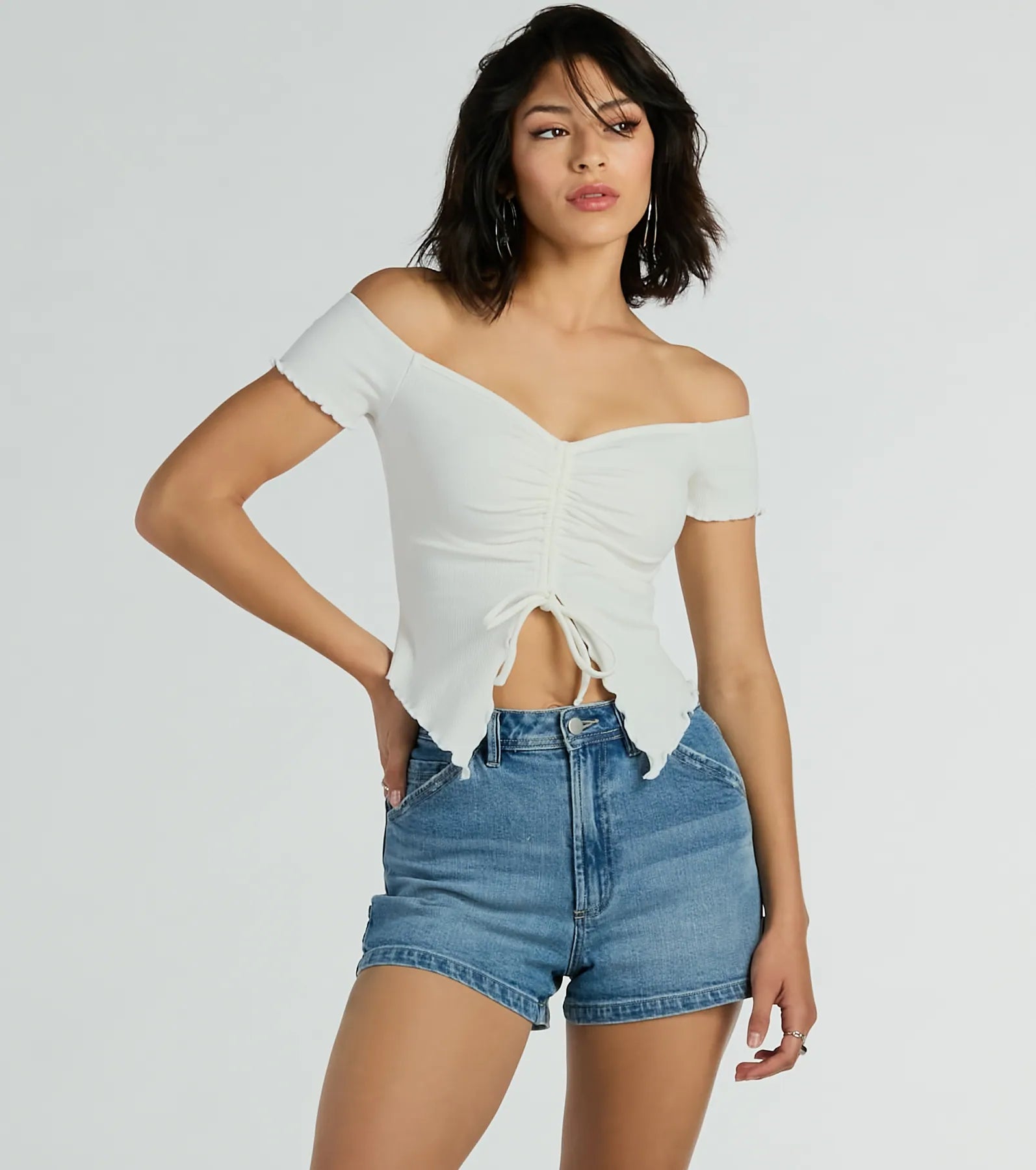 CLEARANCE - Heat Wave Off-The-Shoulder Crop Top