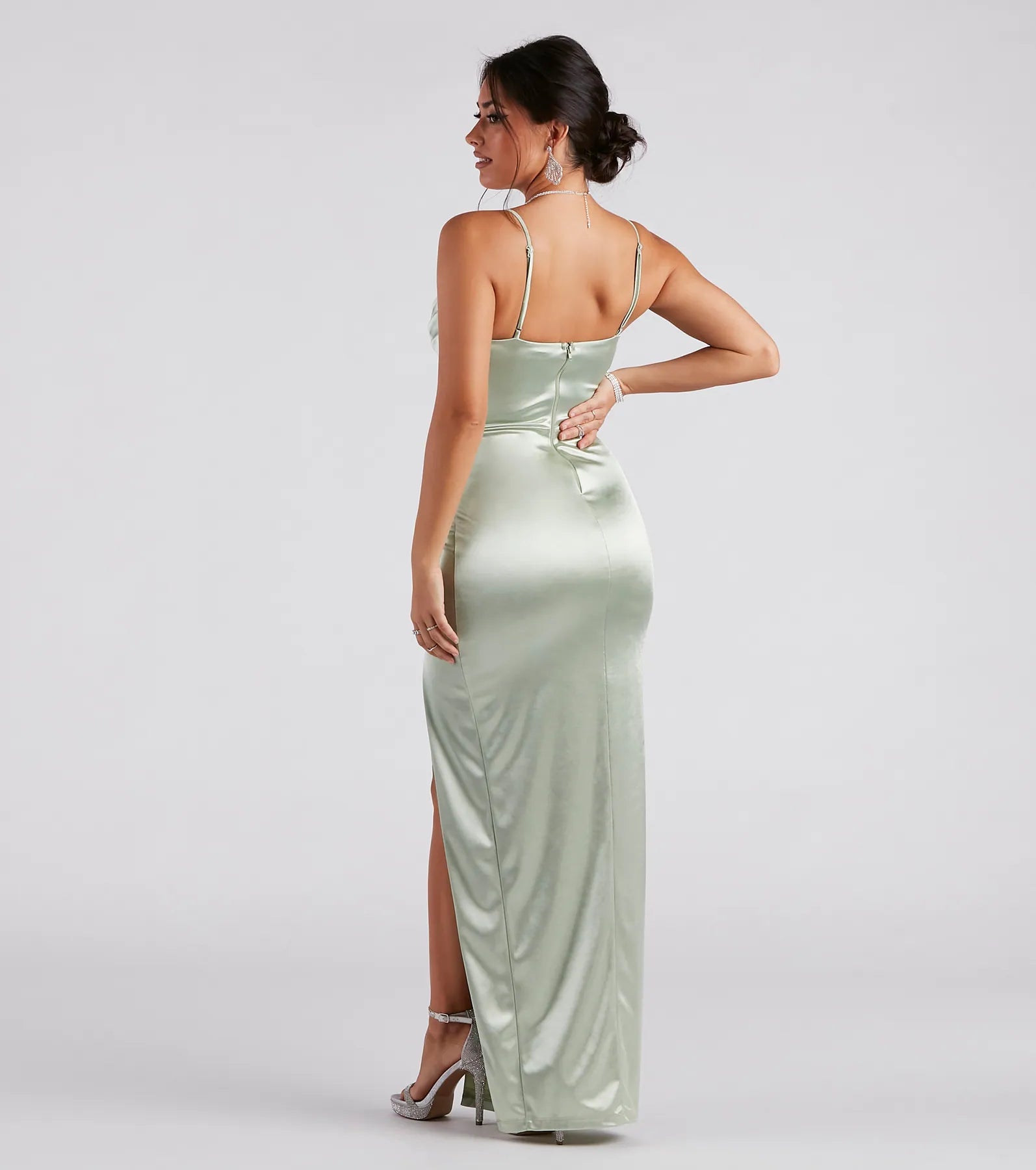 Amelia Formal Satin Embroidered Dress