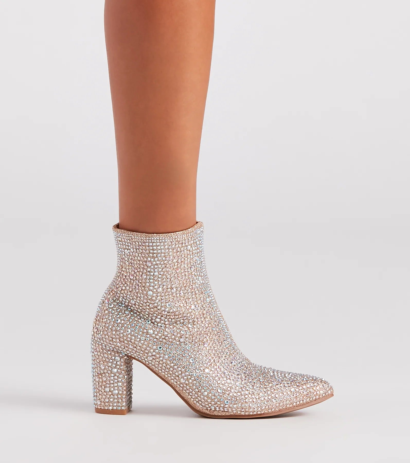 Glamorous Era Iridescent Rhinestone Booties