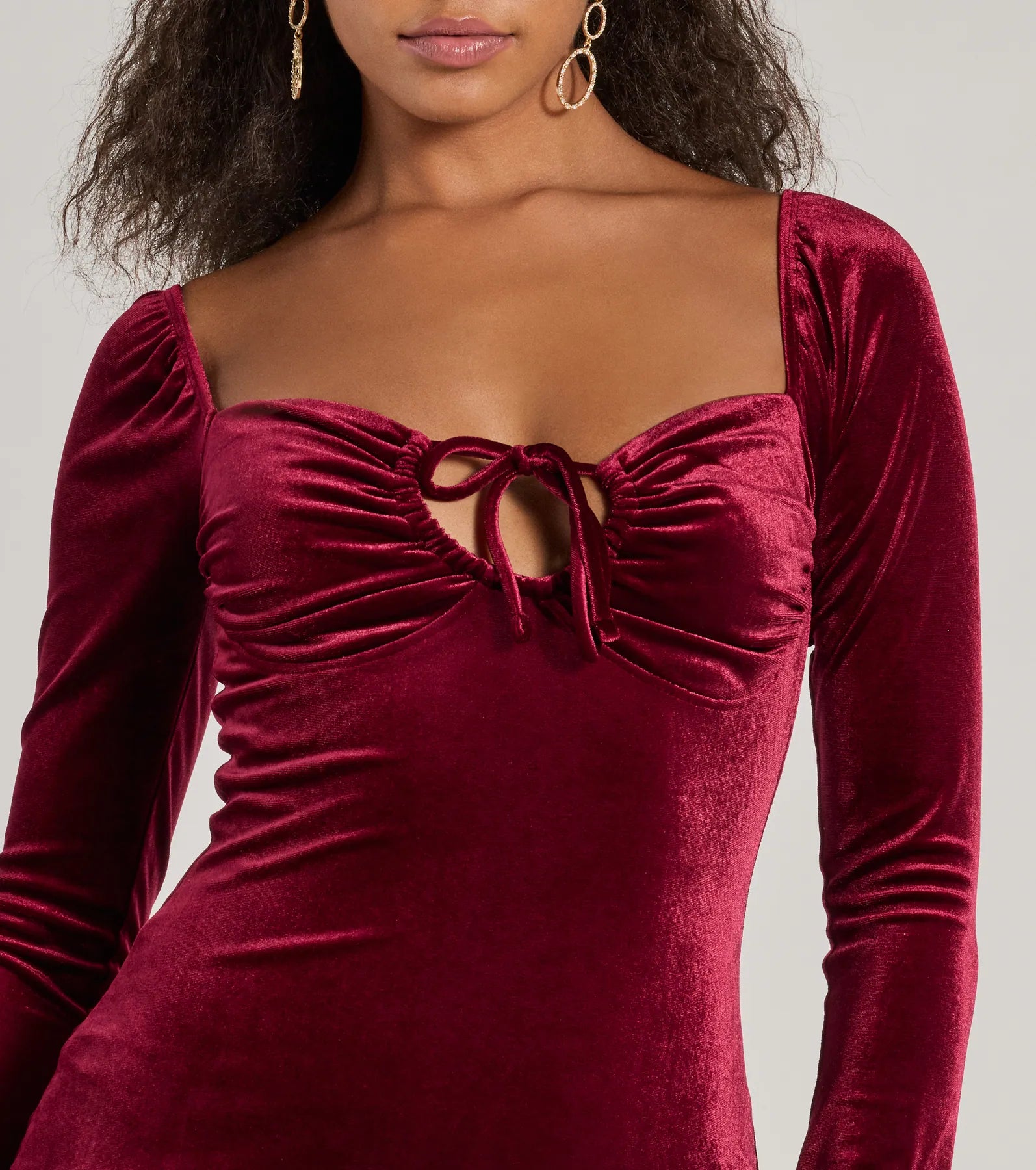 Season Of Splendor Long Sleeve Velvet Mini Dress