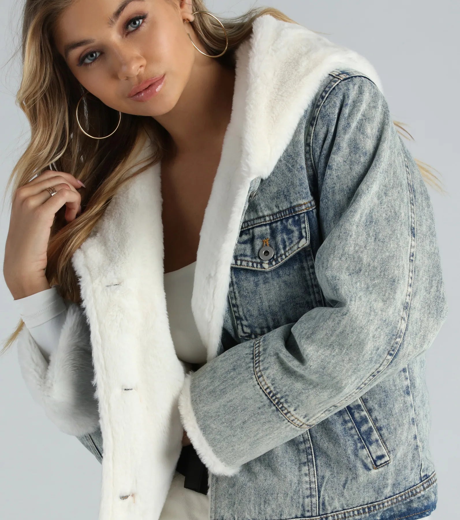 All The Feels Faux Fur Lined Denim Jacket