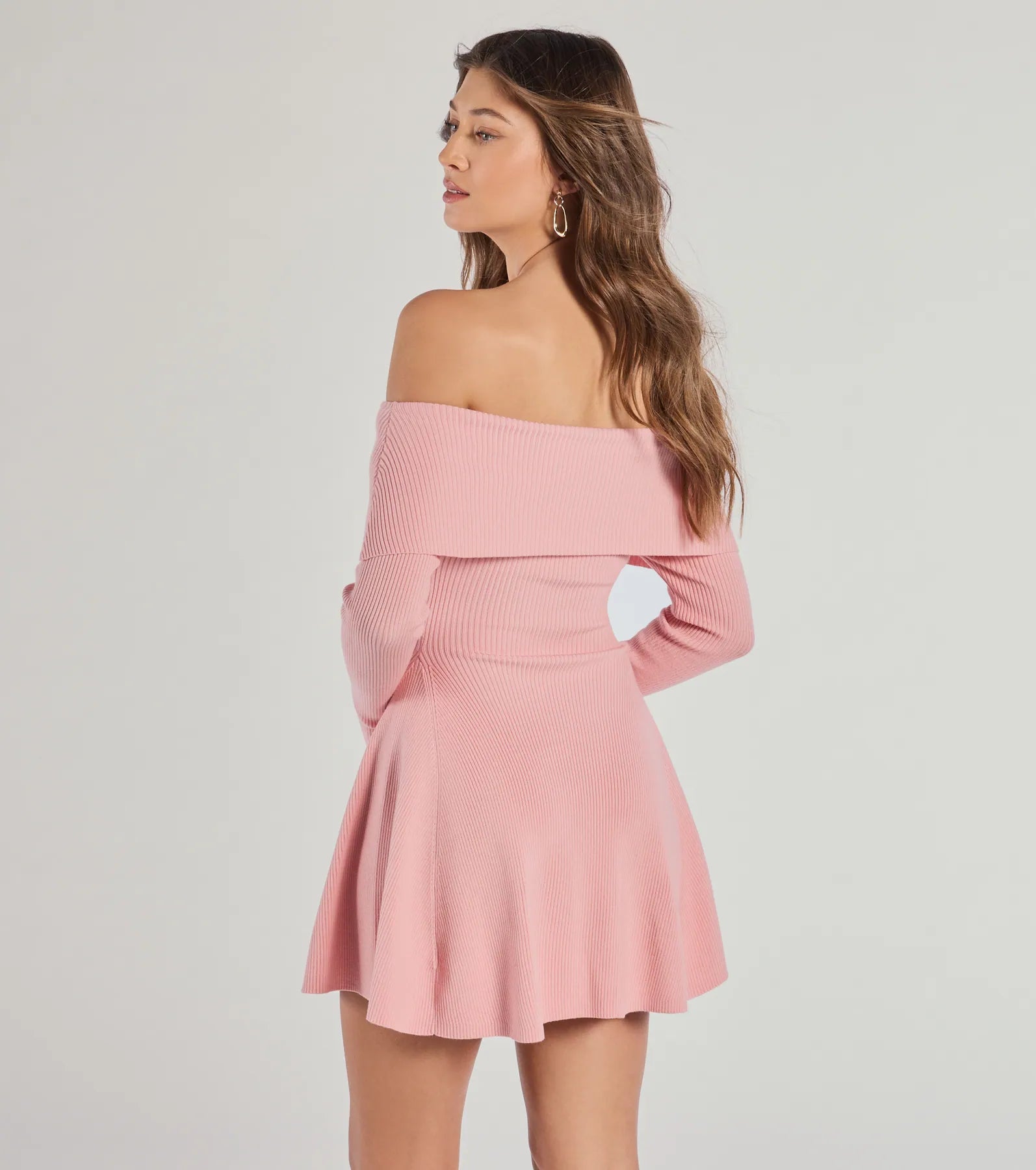 Chic Staple Ribbed Knit Skater Dress