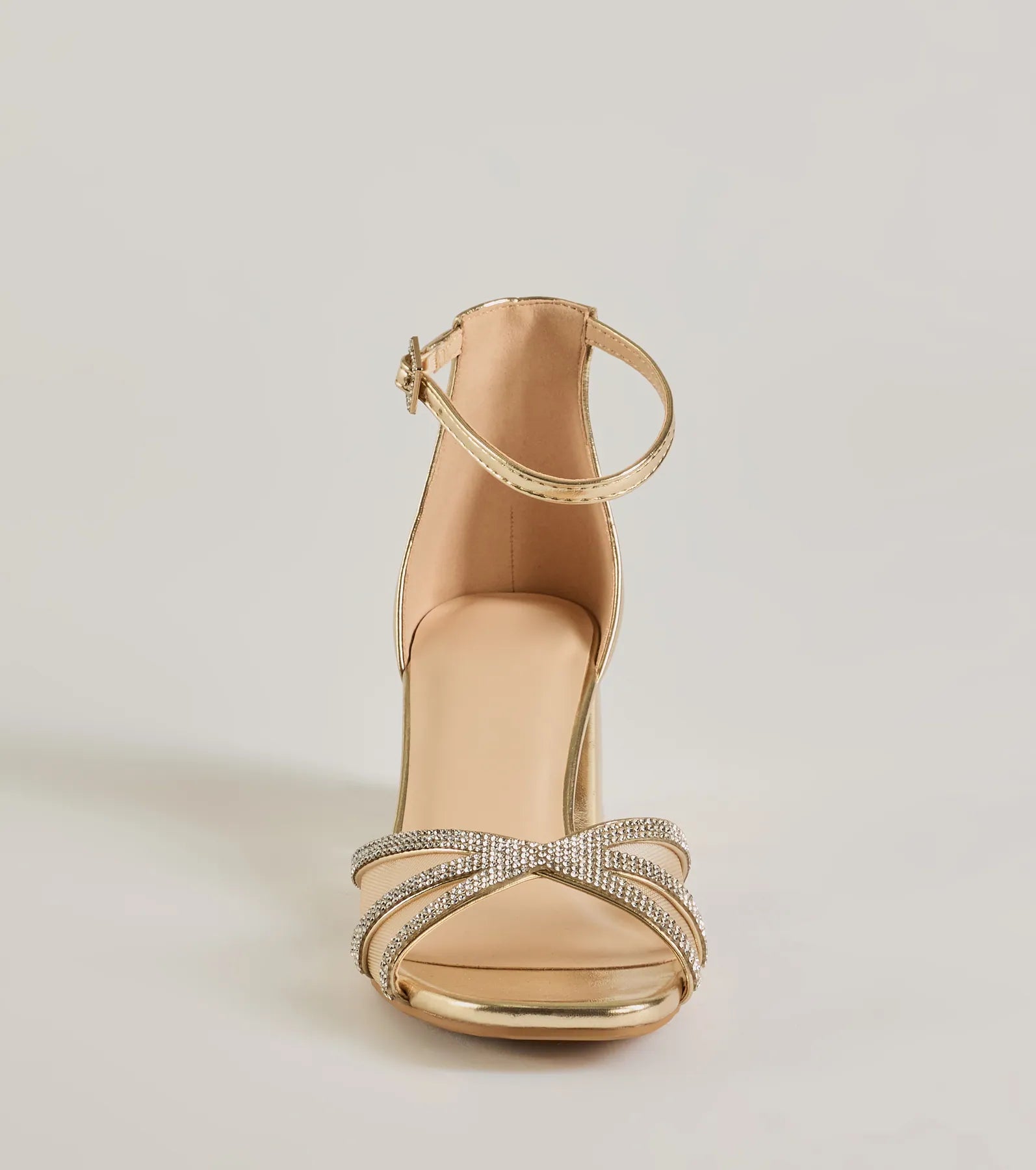 Mesmerizing Luxe Strappy Rhinestone Low-Block Heels