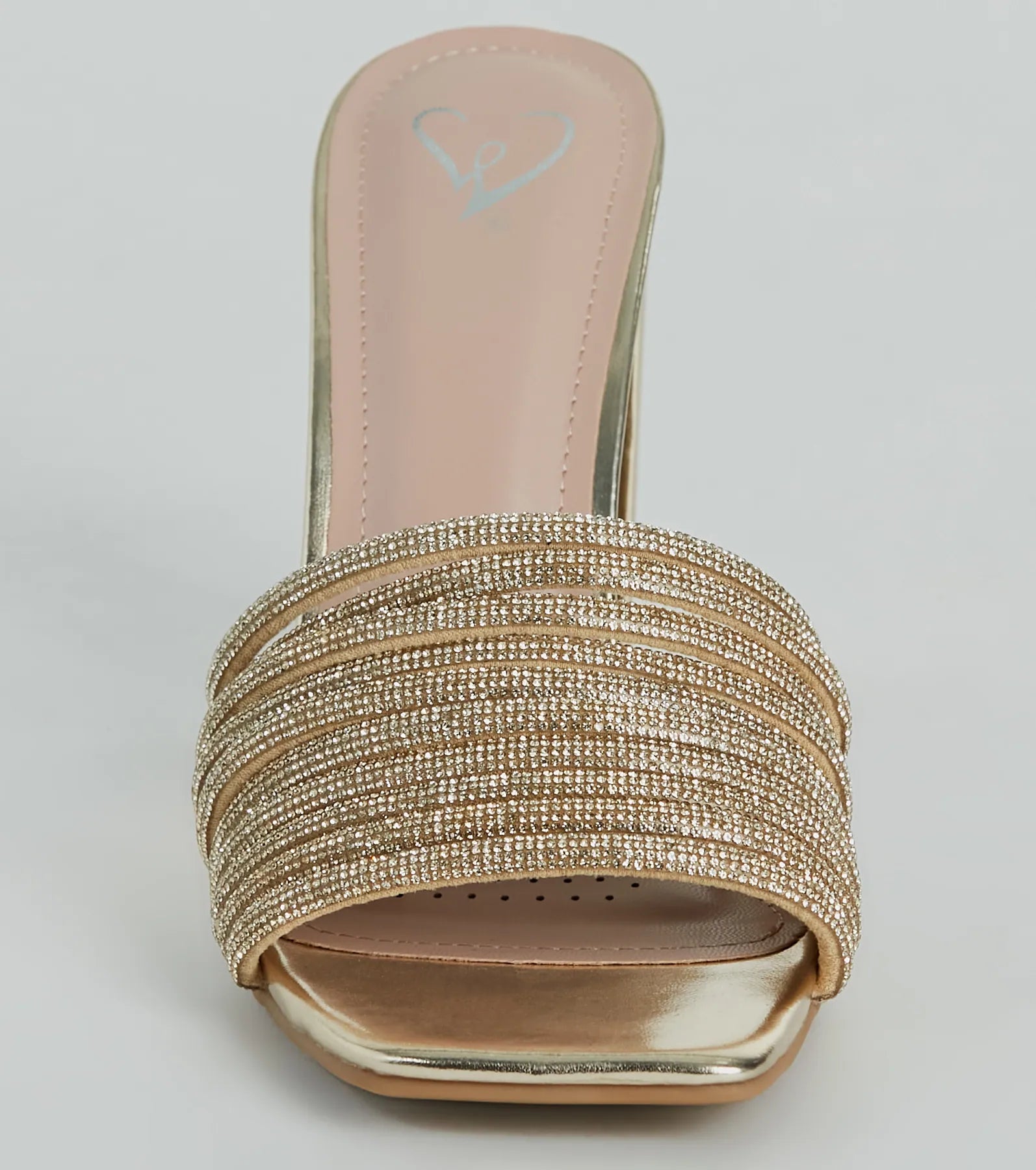 Glam Radiance Rhinestone Strap Metallic Mules