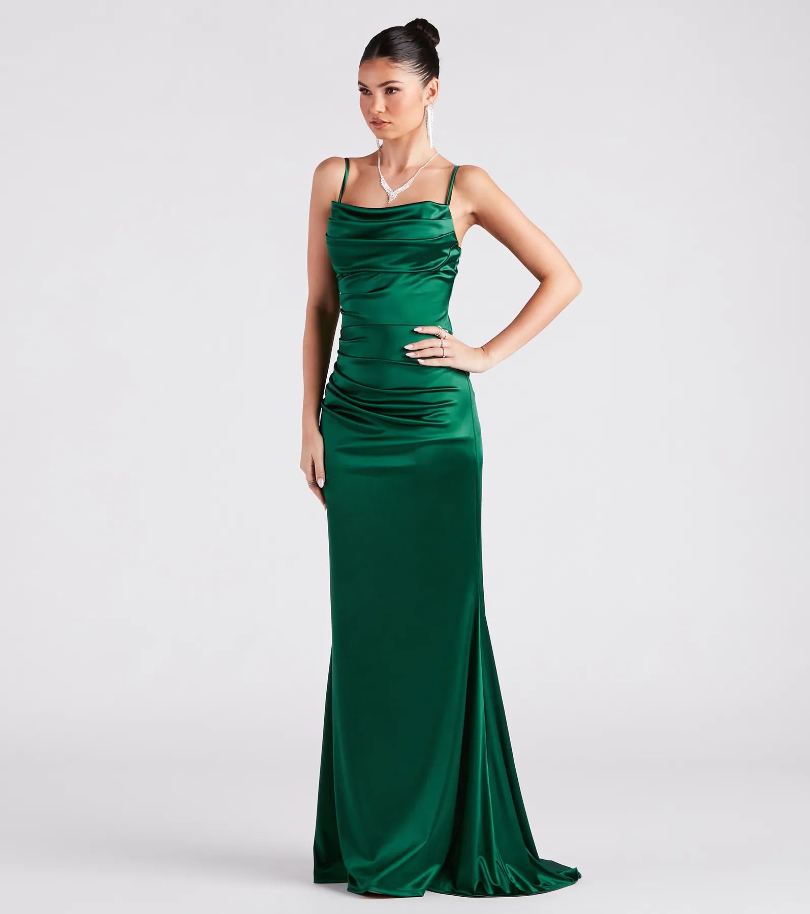 Marley Formal Satin Cowl Neck Mermaid Dress