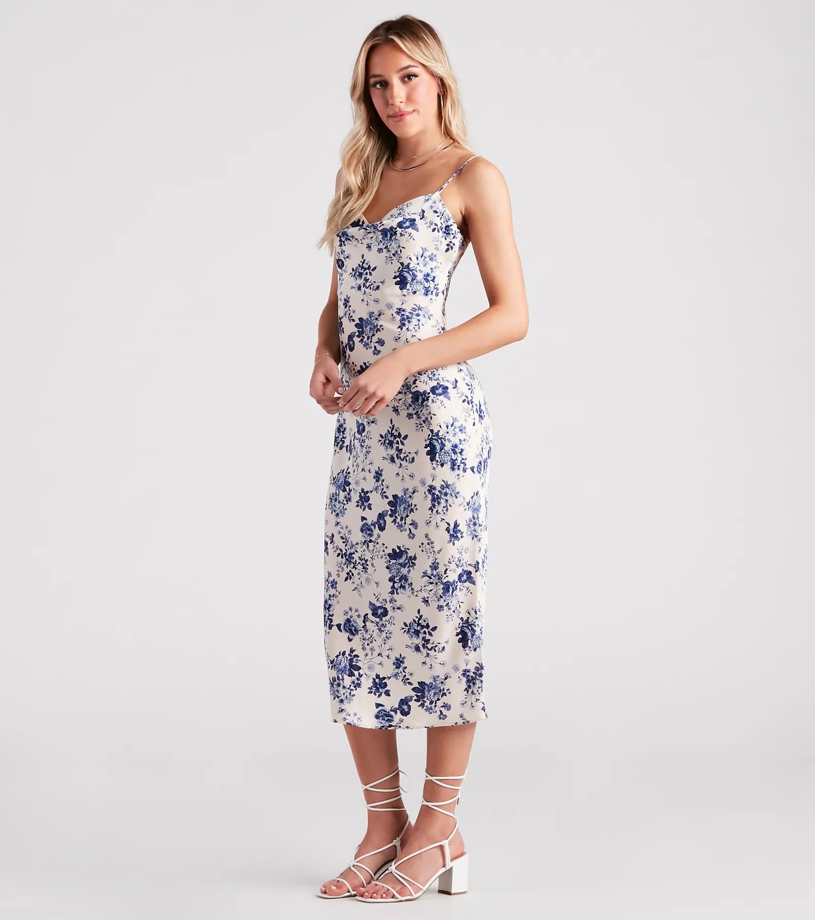 Infatuated Floral Satin Midi Dress