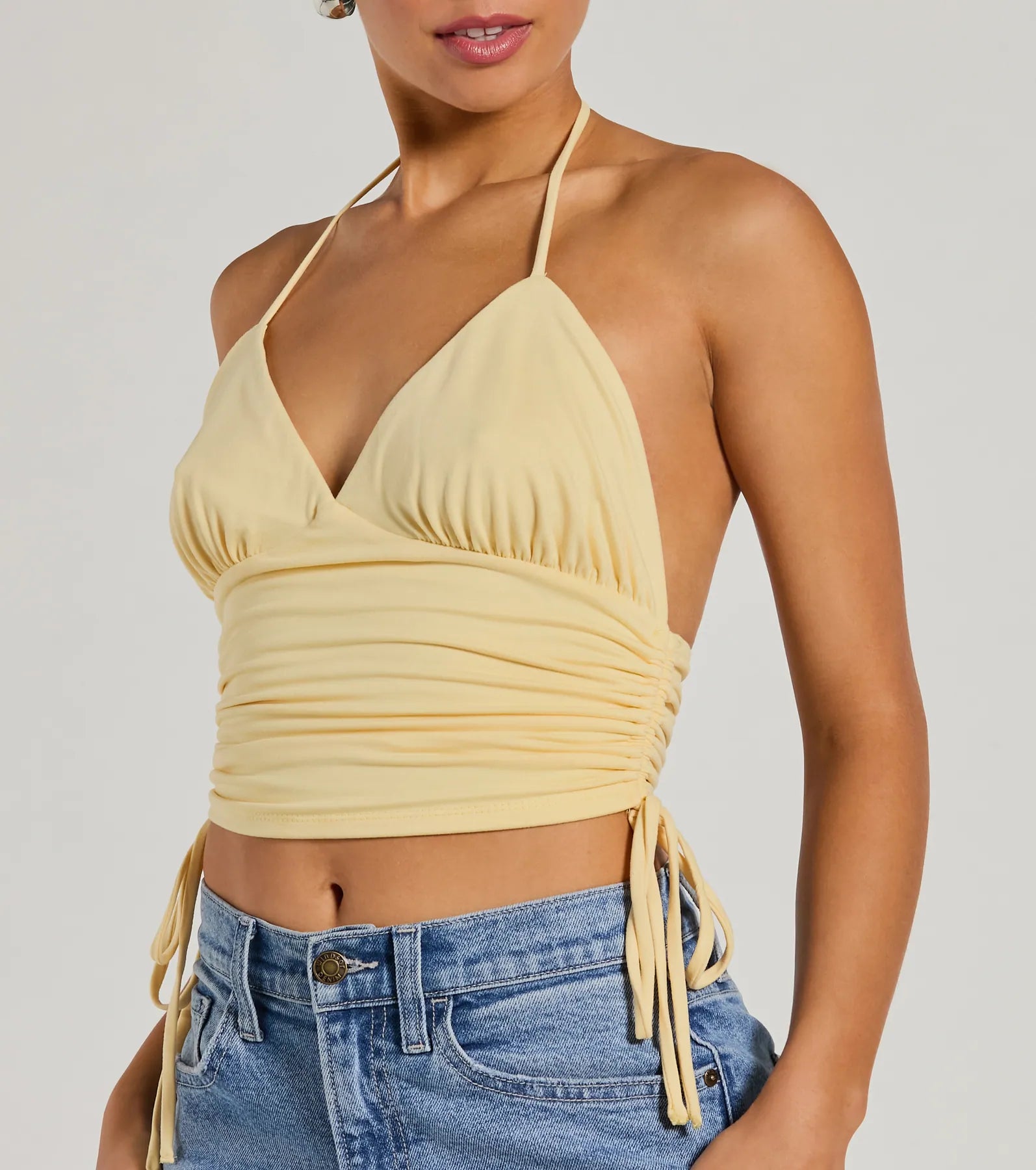 Have It All V-Neck Halter Crop Top