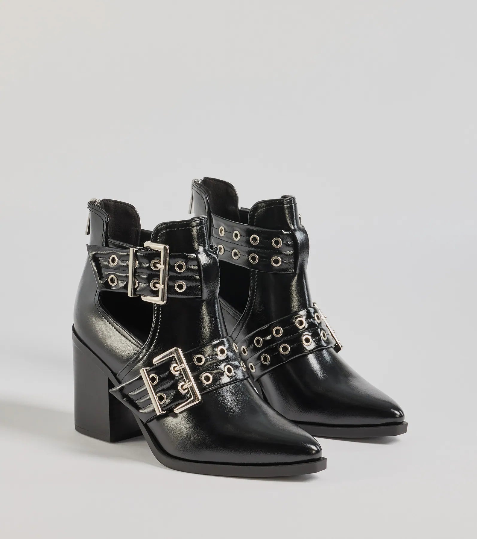 Edgy Stride Buckle Strap Ankle Booties