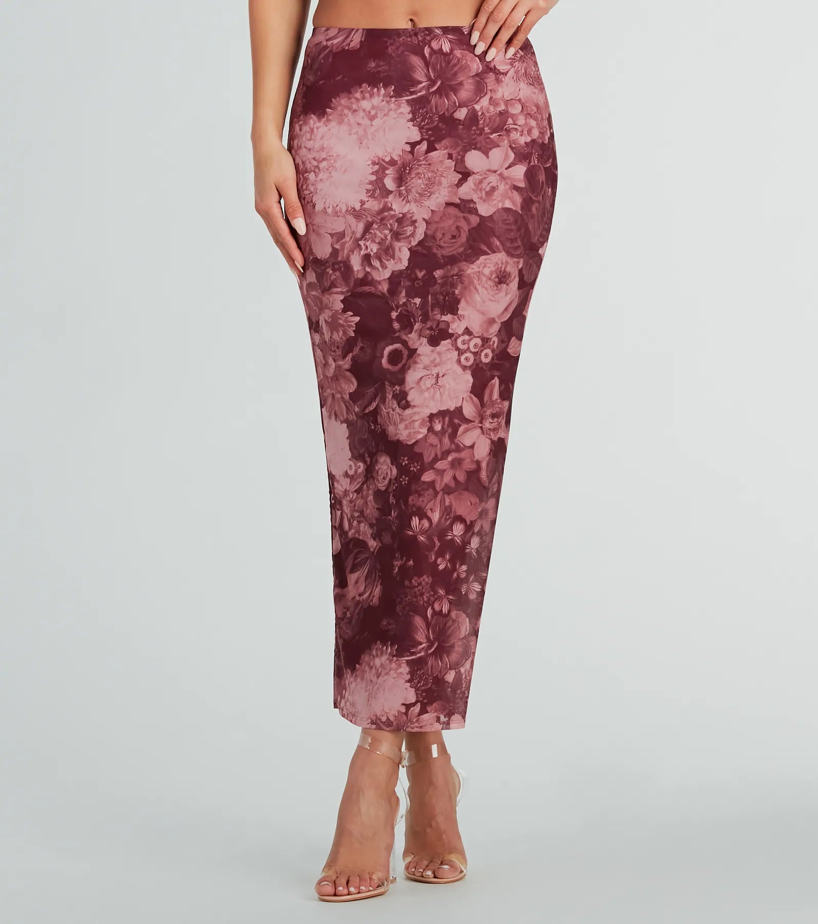 Stroll The Garden Mesh Floral Maxi Skirt