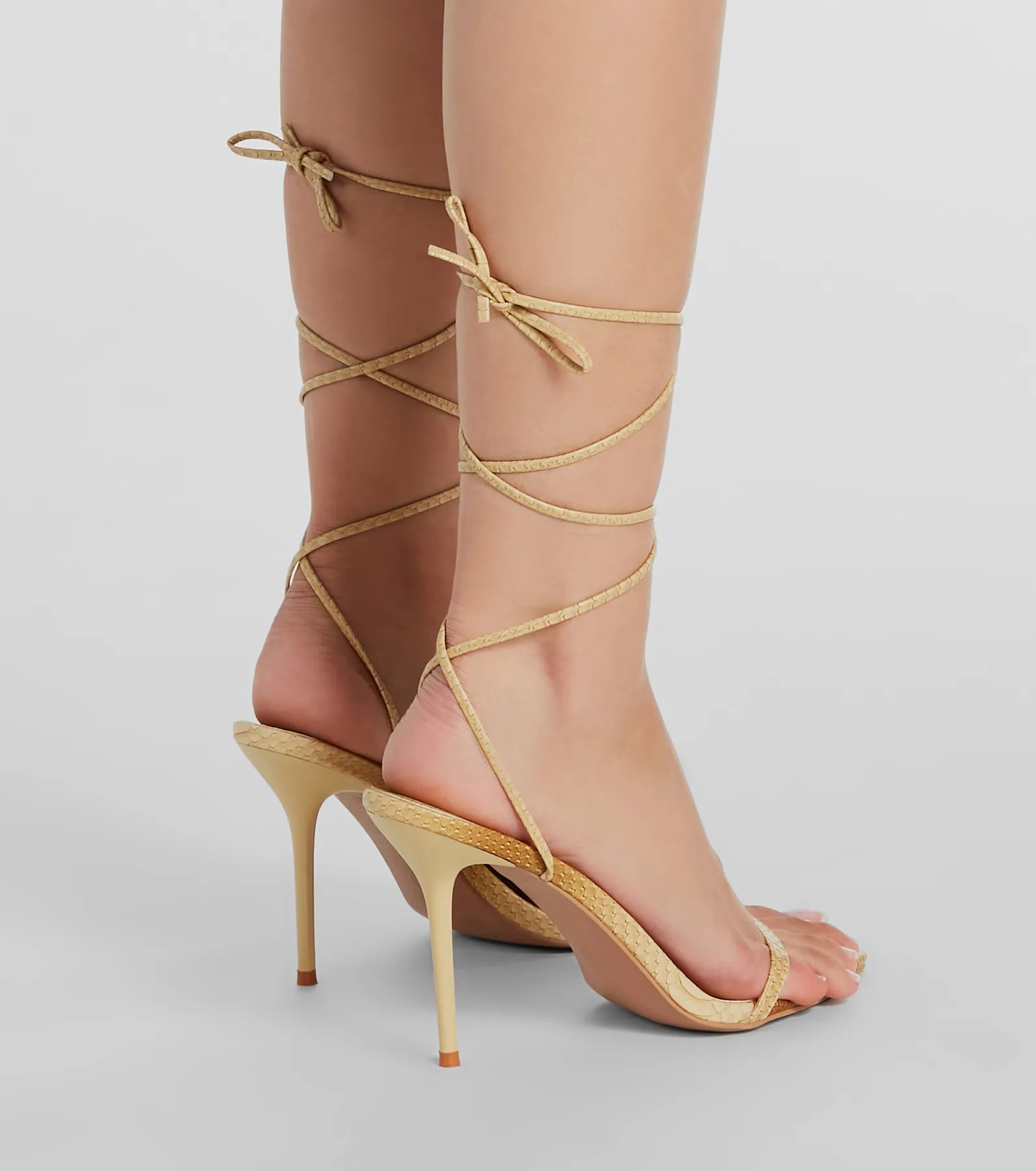 Made To Slay Lace-Up Croc Faux Leather Heels