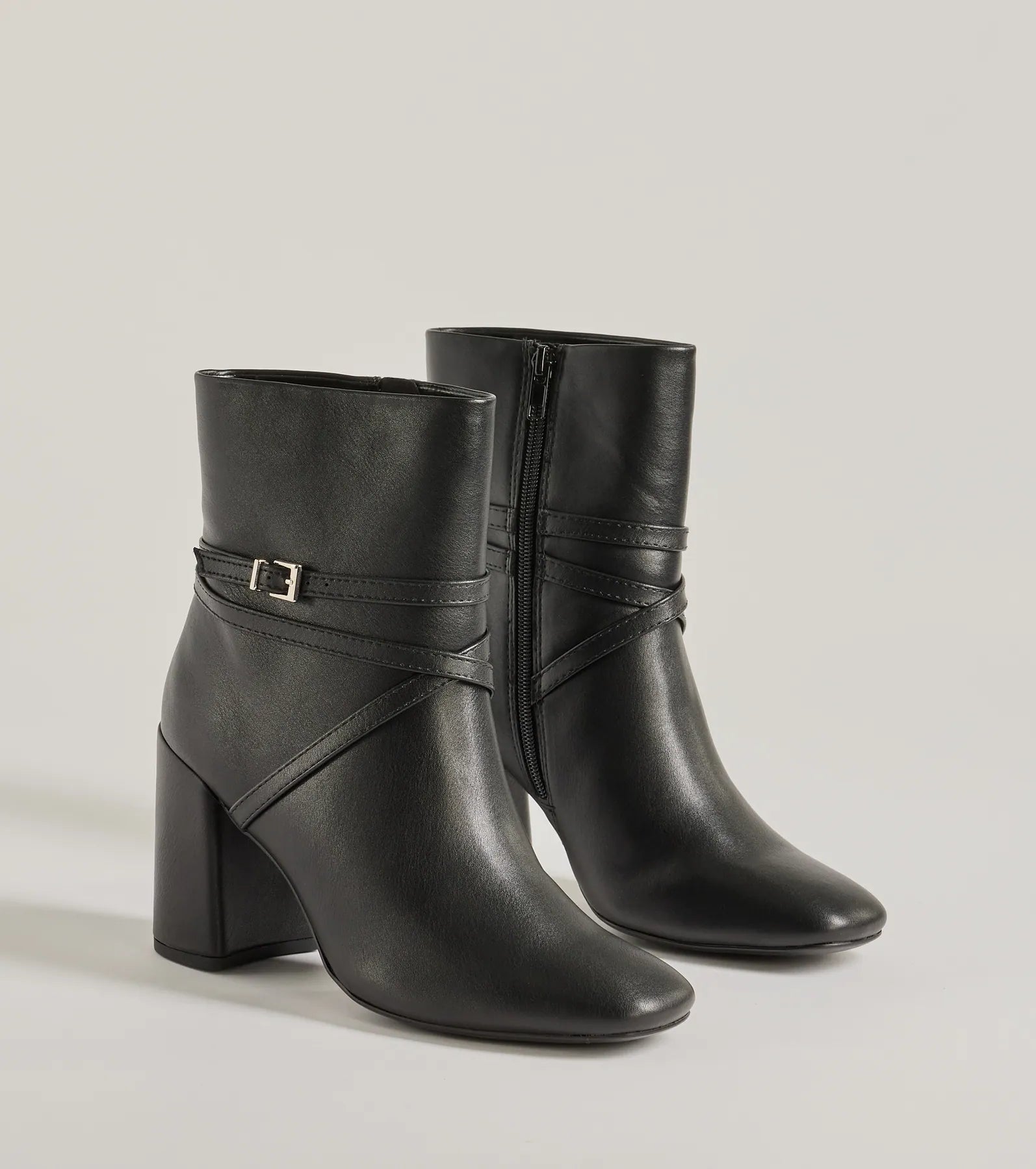 Stylish Stride Strappy Faux Leather Booties