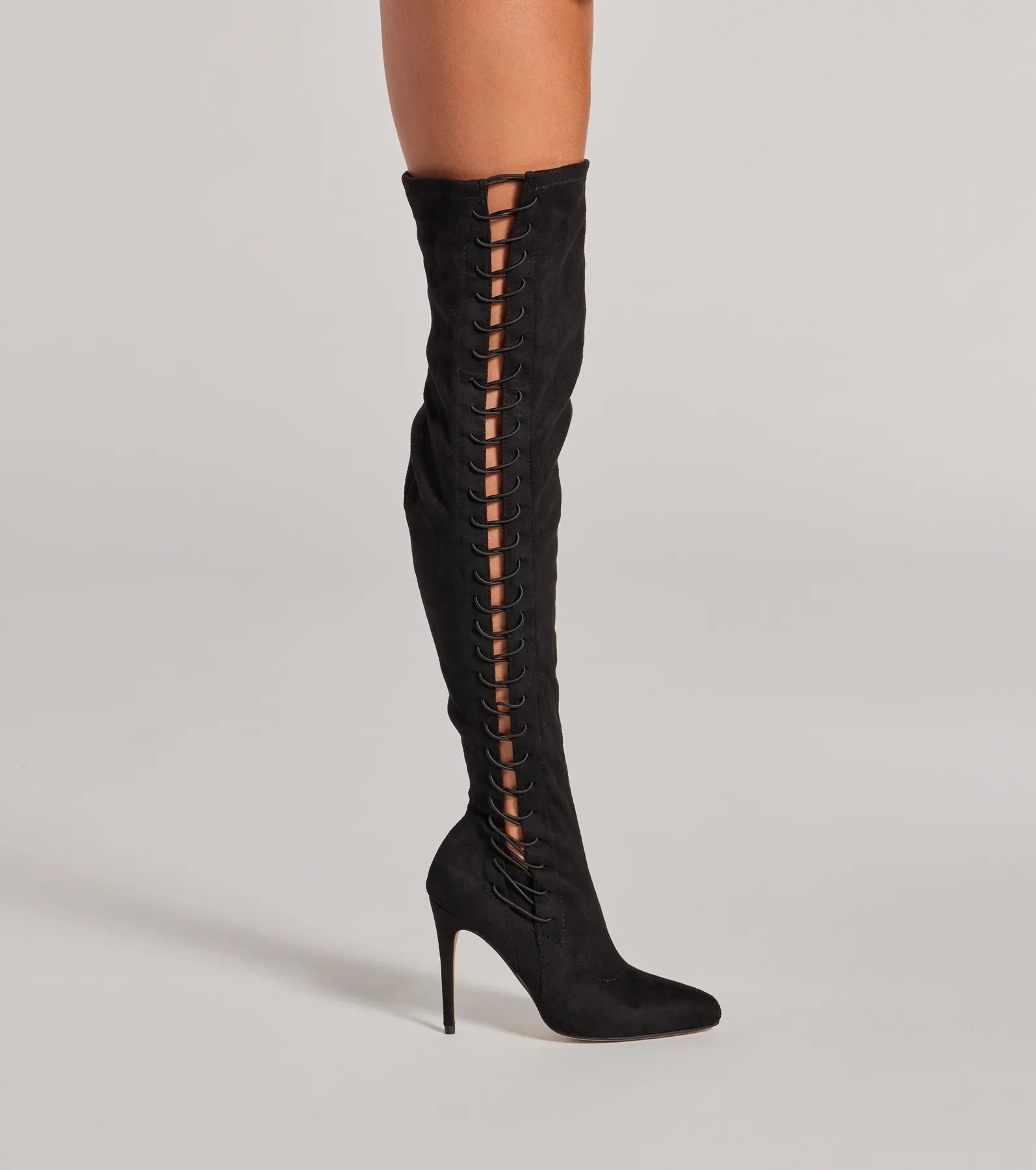 Always On Point Lace-Up Thigh High Stiletto Boots