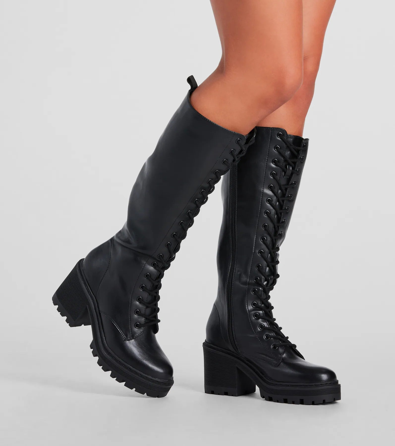 Edgy Allure Under-The-Knee Combat Boots